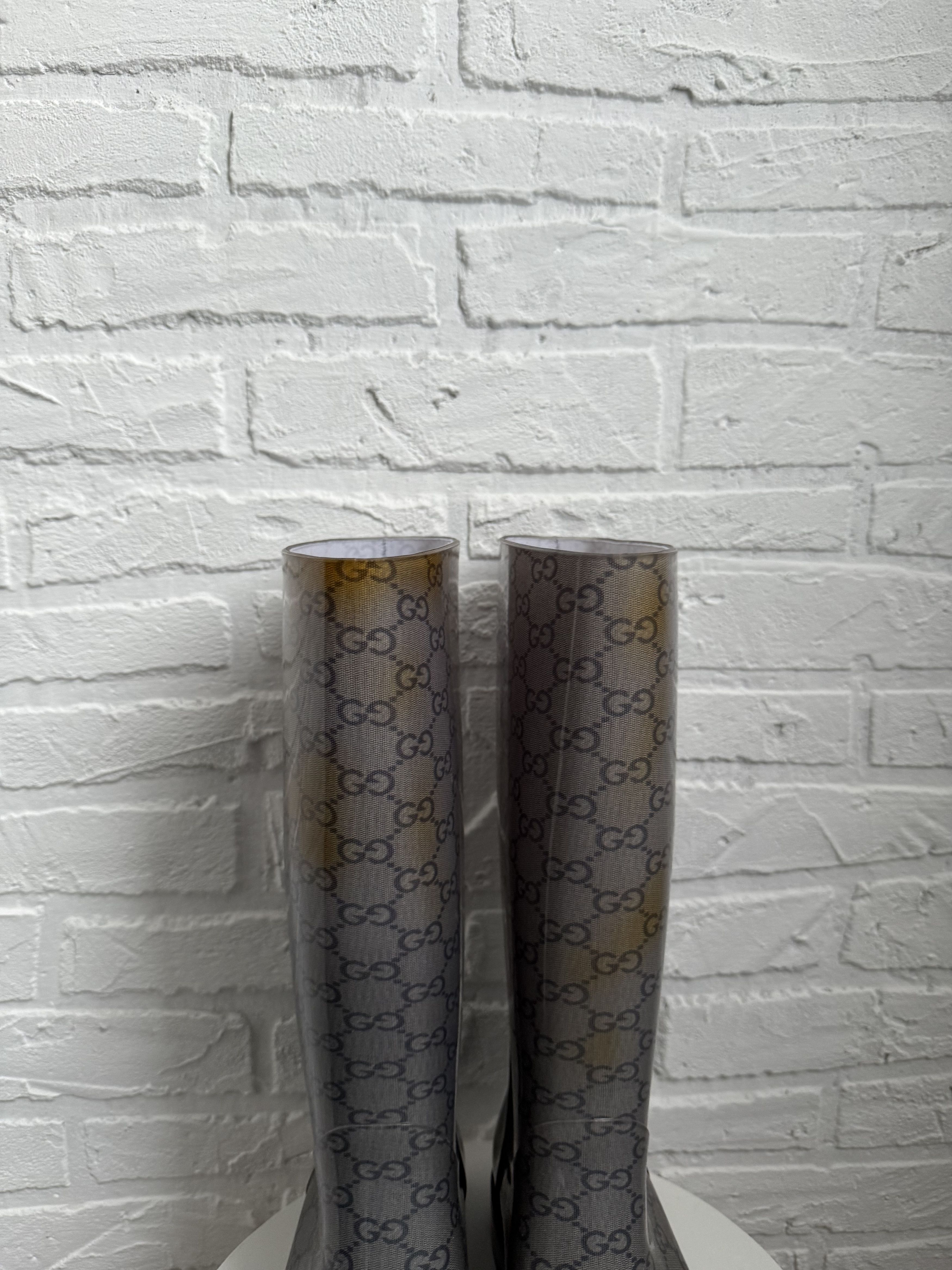 Gucci Gucci GG Monogram Rubber Rain Boots Size US 7 / EU 40 - 6 Thumbnail