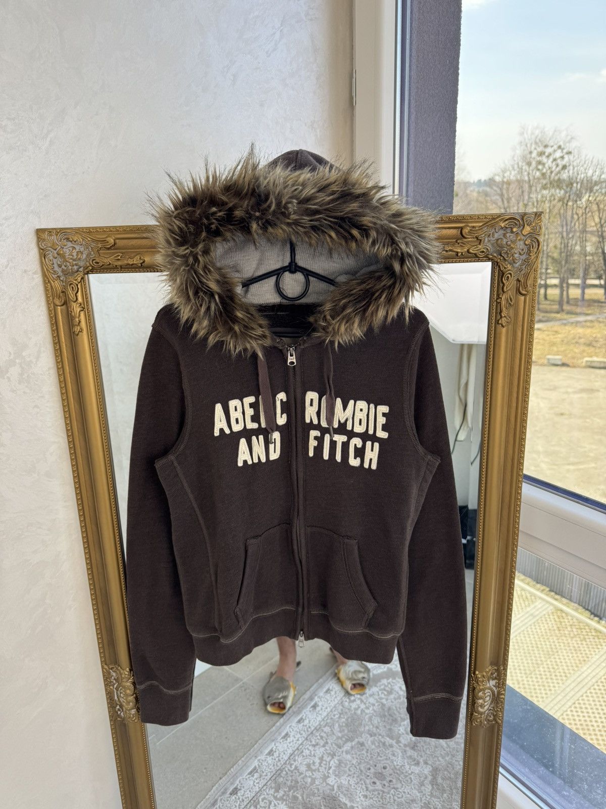 Abercrombie & Fitch 2000s Y2K Abercrombie & Fitch Fur Hood Zip