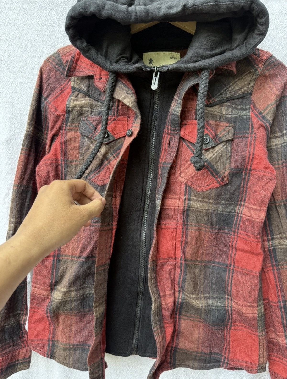Japanese Brand Vintage 90s Double Layer Plaid Hoodie Size US M / EU 48-50 / 2 - 5 Thumbnail