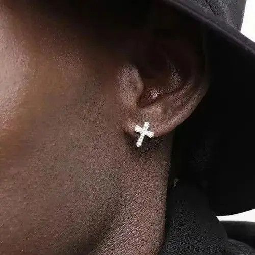 Jewelry Crystal Cross Stone Earrings Gothic Chrome Jewelry God Size ONE SIZE - 5 Thumbnail