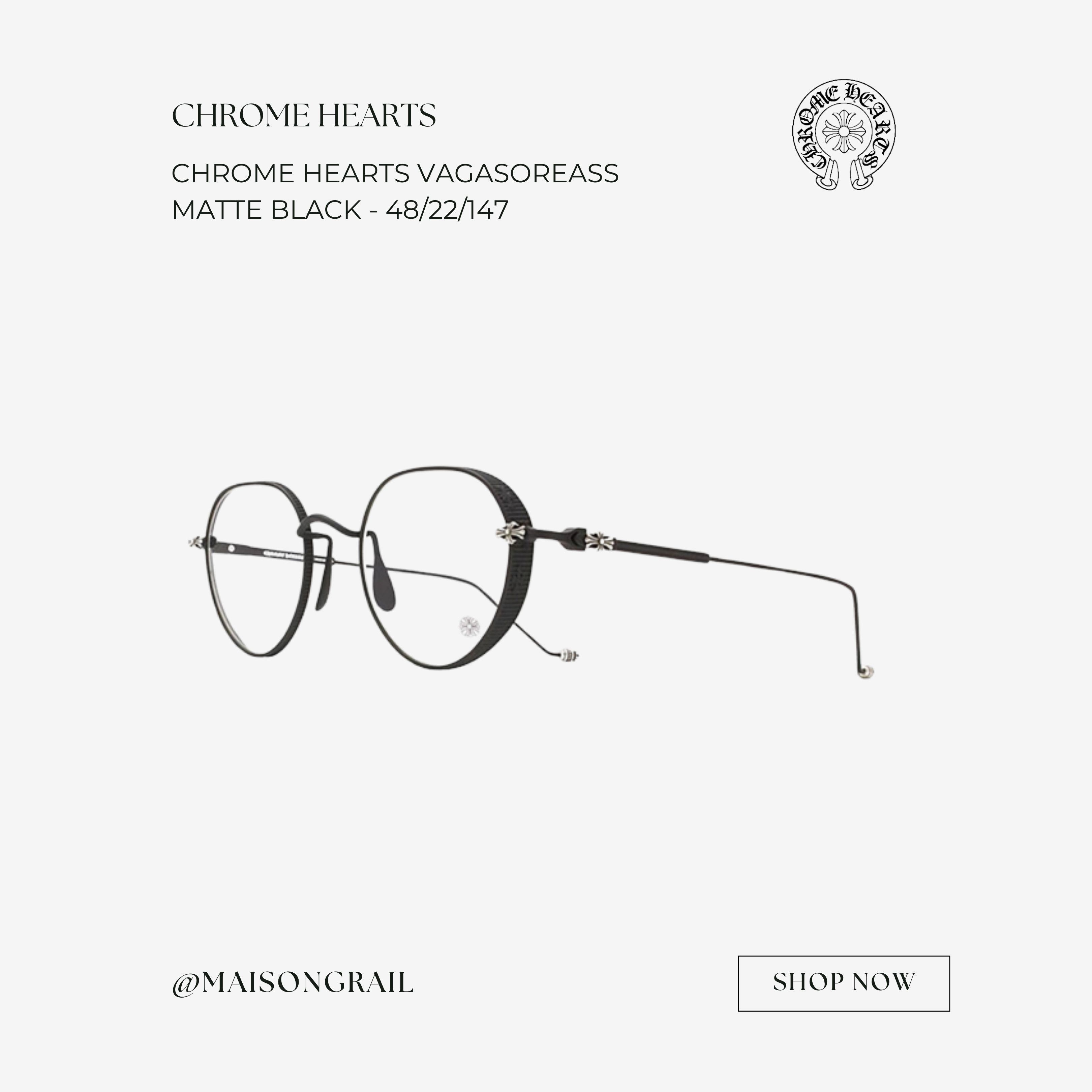 Chrome Hearts CHROME HEARTS VAGASOREASS MATTE BLACK EYEGLASSES Size ONE SIZE - 1 Thumbnail