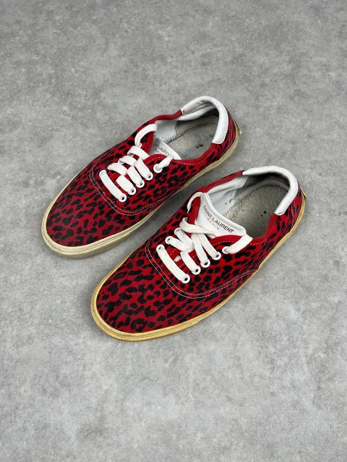 Saint Laurent Paris Saint Laurent Red & Black Leopard LA Sneakers Size US 8 / EU 41 - 4 Thumbnail