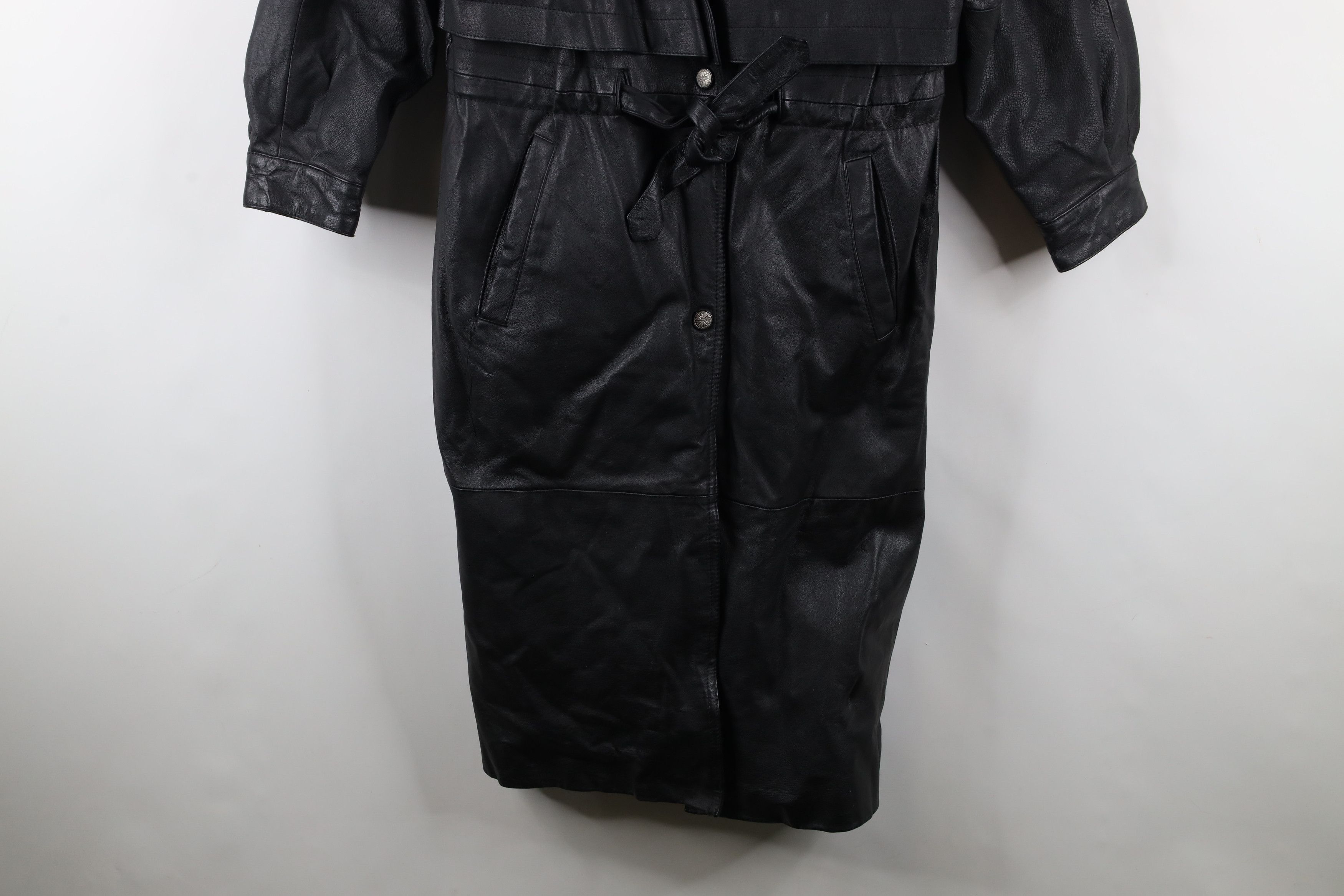 Vintage Vintage 90s Streetwear Goth Belted Leather Trench Coat Size S / US 4 / IT 40 - 3 Thumbnail