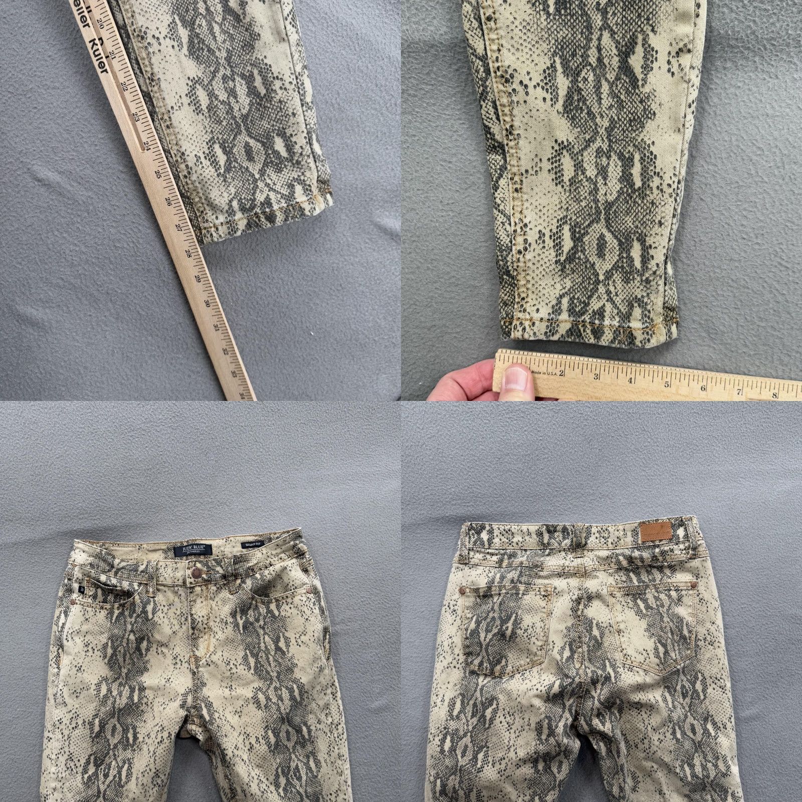 Vintage Judy Blue Jeans Womens Skinny 9/29 Beige Gray Snake Print Stretch JB84177 Jeans Slim Pockets Zip Fly Belt Loops Denim Black? Size 30" / US 8 / IT 44 - 8 Thumbnail