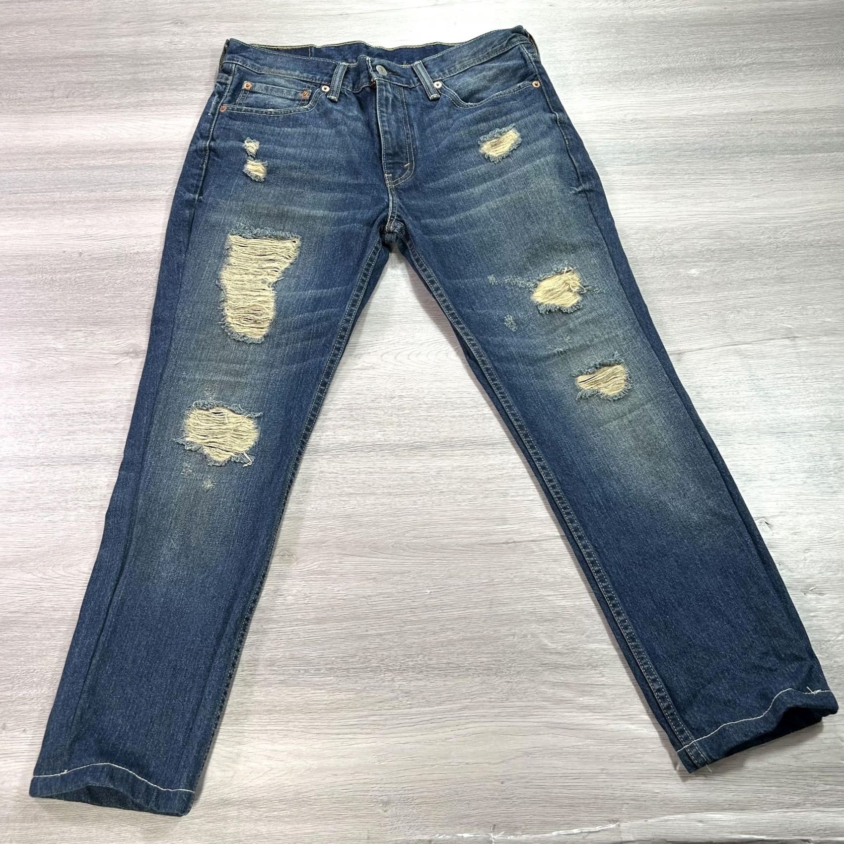 Levi's Levi's 511 Jeans Mens 33x26 Blue Distressed Slim Fit Denim Ripped Stretch Pants Jeans Size US 33 - 2 Thumbnail