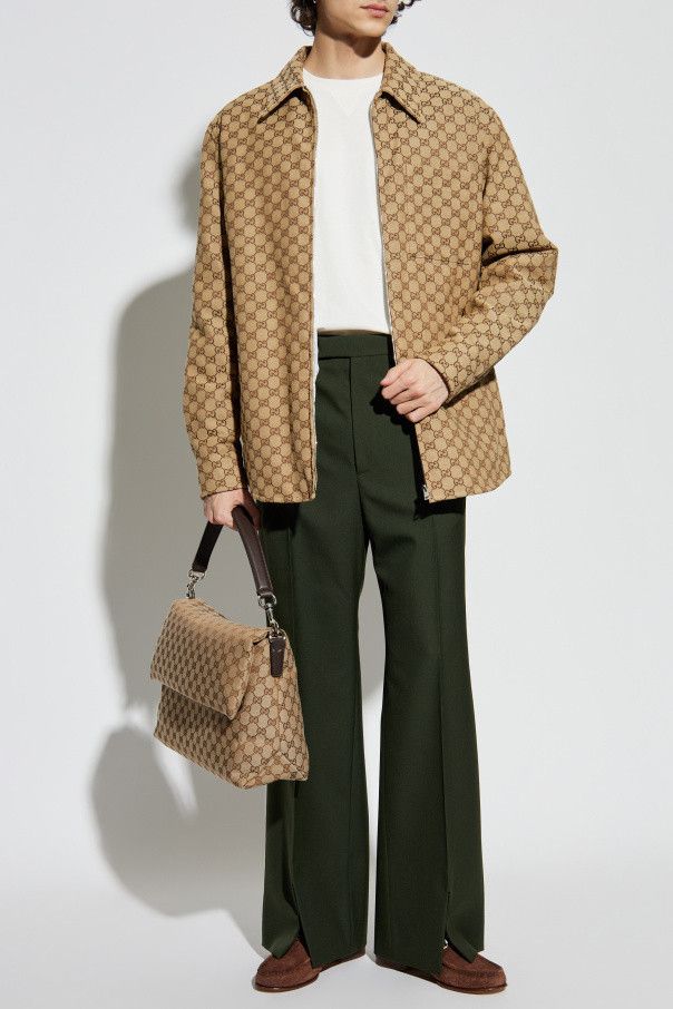 Gucci o1loc1c1125 824146 Embossed Light Wool Pant in Green Size US 34 / EU 50 - 2 Thumbnail