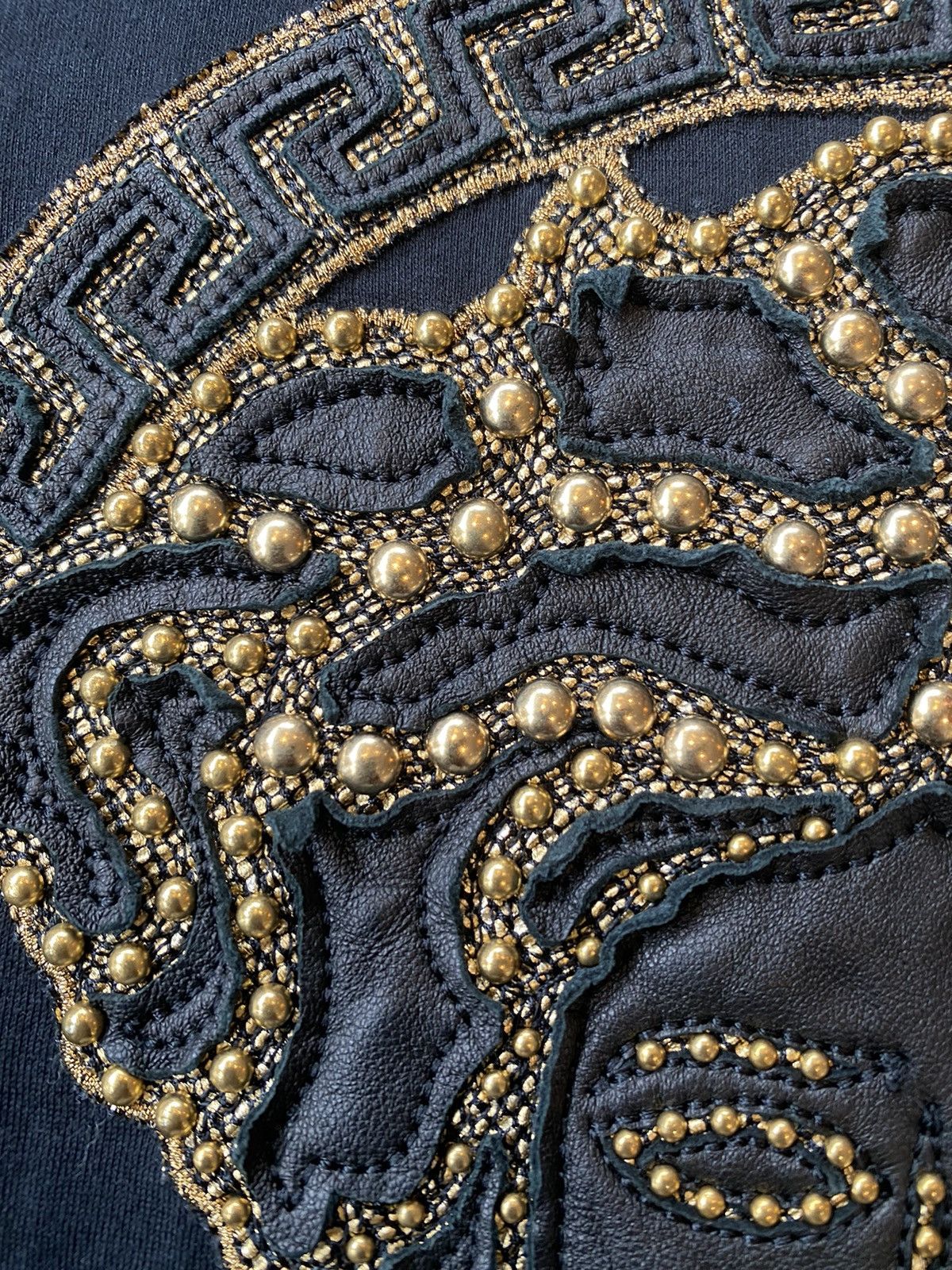 Versace Versace Black Tee with Gold Rain-Stone Size M Size US M / EU 48-50 / 2 - 3 Thumbnail