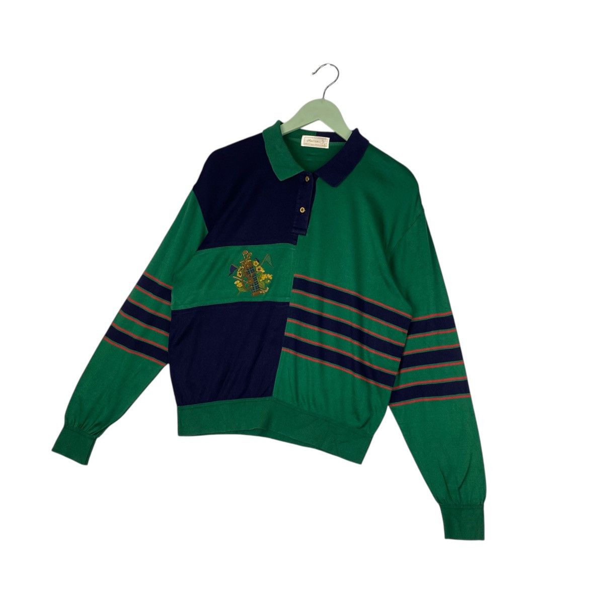 Designer × Vintage Vintage Masters Embroidered Crewneck Sweatshirt Green/Blue P Size L / US 10 / IT 46 - 2 Thumbnail