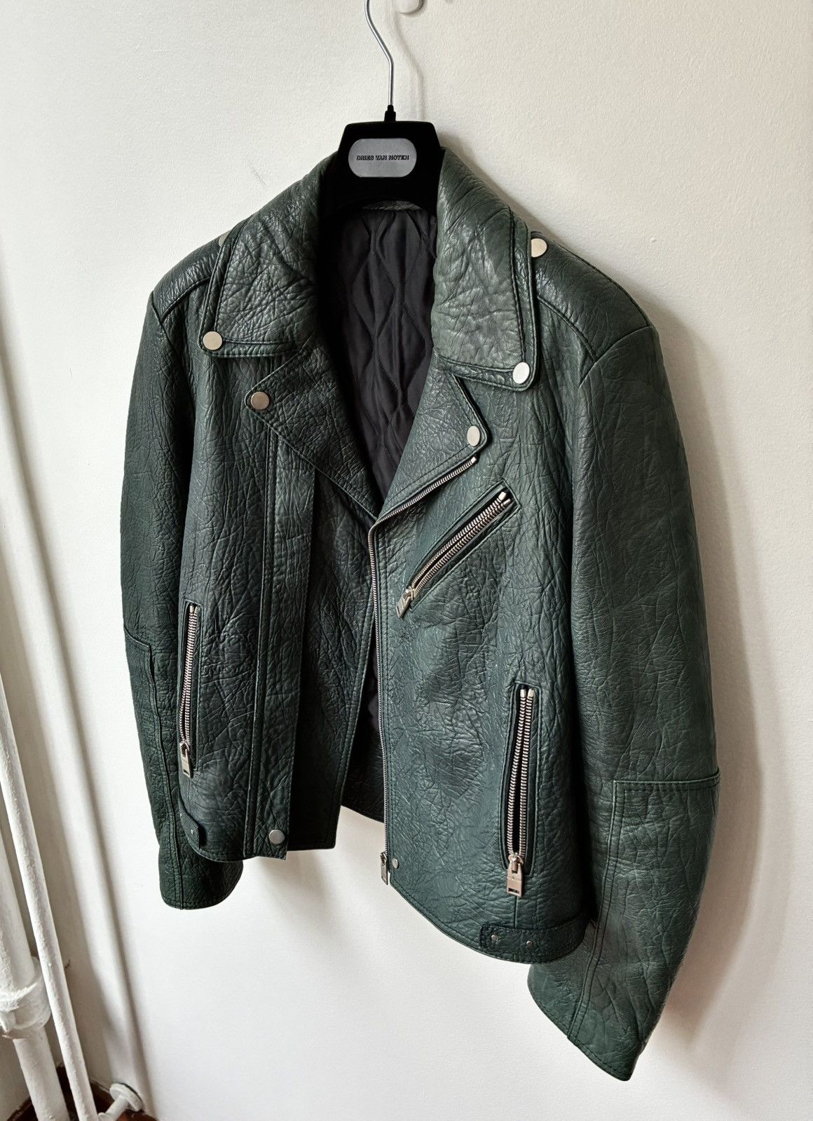 Balenciaga Balenciaga AW2014 Green Lamb Leather Biker Jacket Size US S / EU 44-46 / 1 - 17 Thumbnail