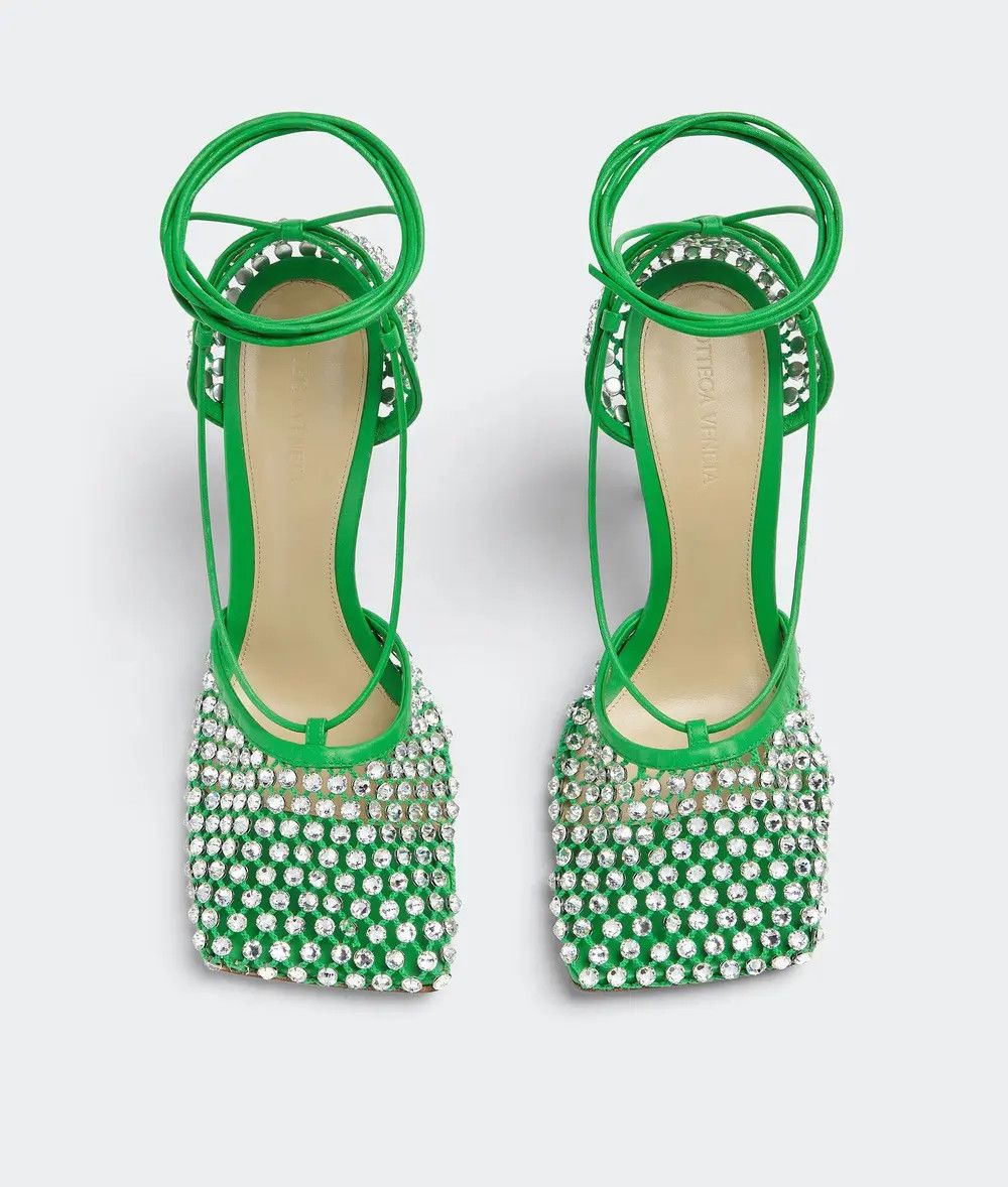 Bottega Veneta o1n1vont1225 Sparkle Stretch Sandals in Parakeet/Crystal Size US 5.5 / IT 35.5 - 4 Thumbnail