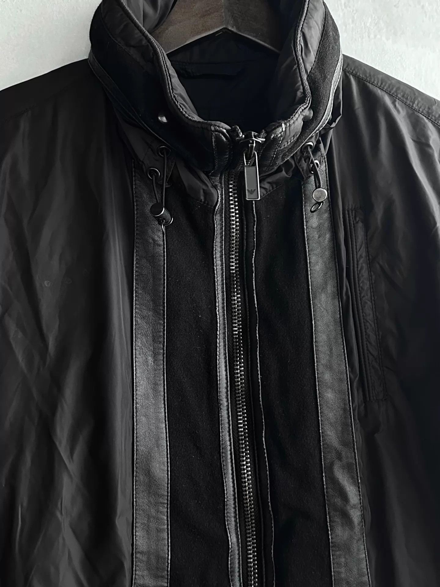 Armani EA 10AW Leather Paneled Hidden Hood Jacket Size 50 Size US M / EU 48-50 / 2 - 3 Thumbnail
