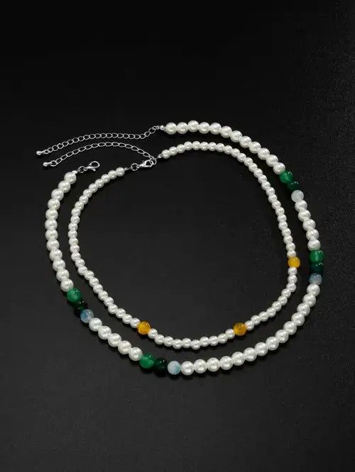 Other Retro Punk Necklace Pearl Choker 2pc set Size ONE SIZE - 2 Thumbnail