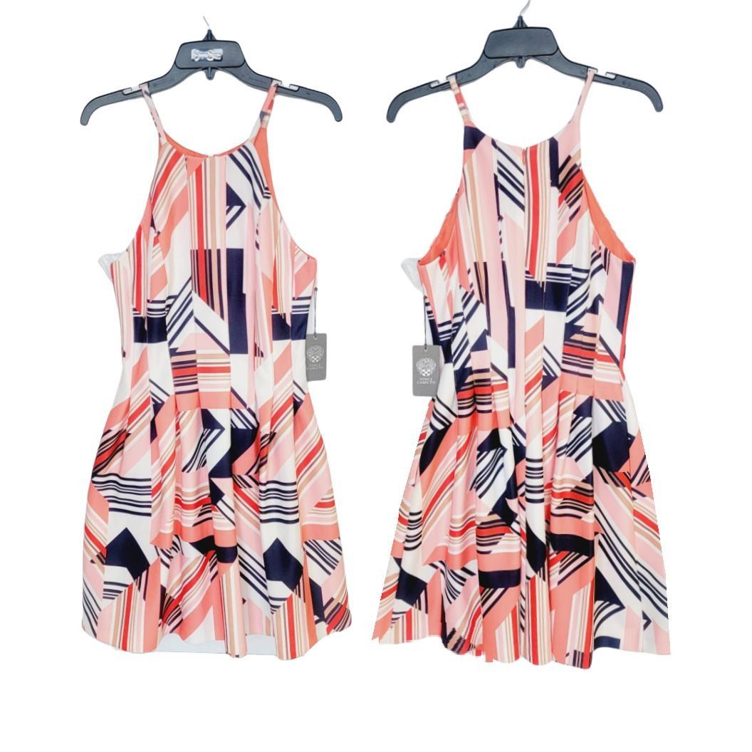 image of New 8 Womens Dress Vince Camuto Scuba Halter Fit & Flare P (Size Medium)