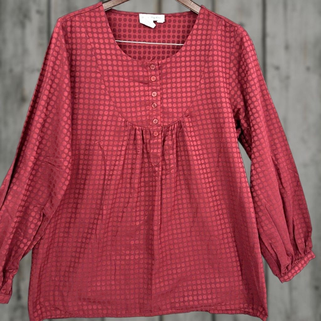 Vintage Ulla Popken Plus Blouse 14W Red Polka Dot 3/4 Sleeve Casual Tunic Bohemian Womens Size XL / US 12-14 / IT 48-50 - 1 Thumbnail