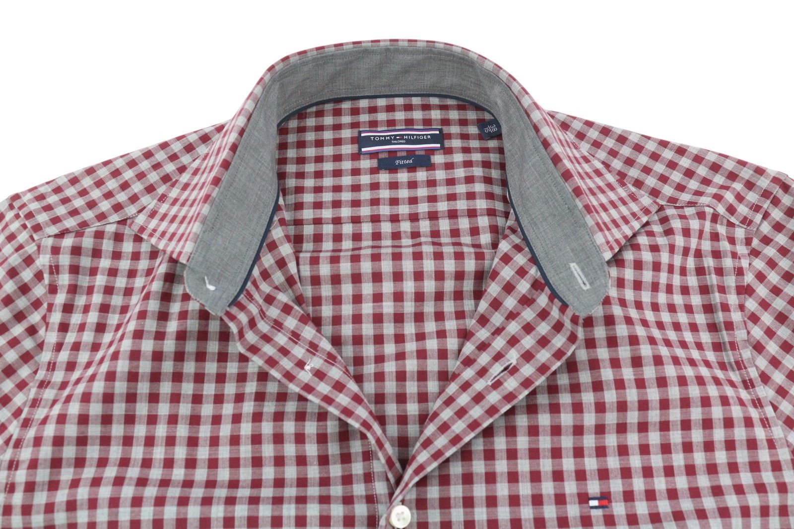 Tommy Hilfiger S Burgundy Check Tailored Fitted Shirt 84972 Size US S / EU 44-46 / 1 - 4 Thumbnail