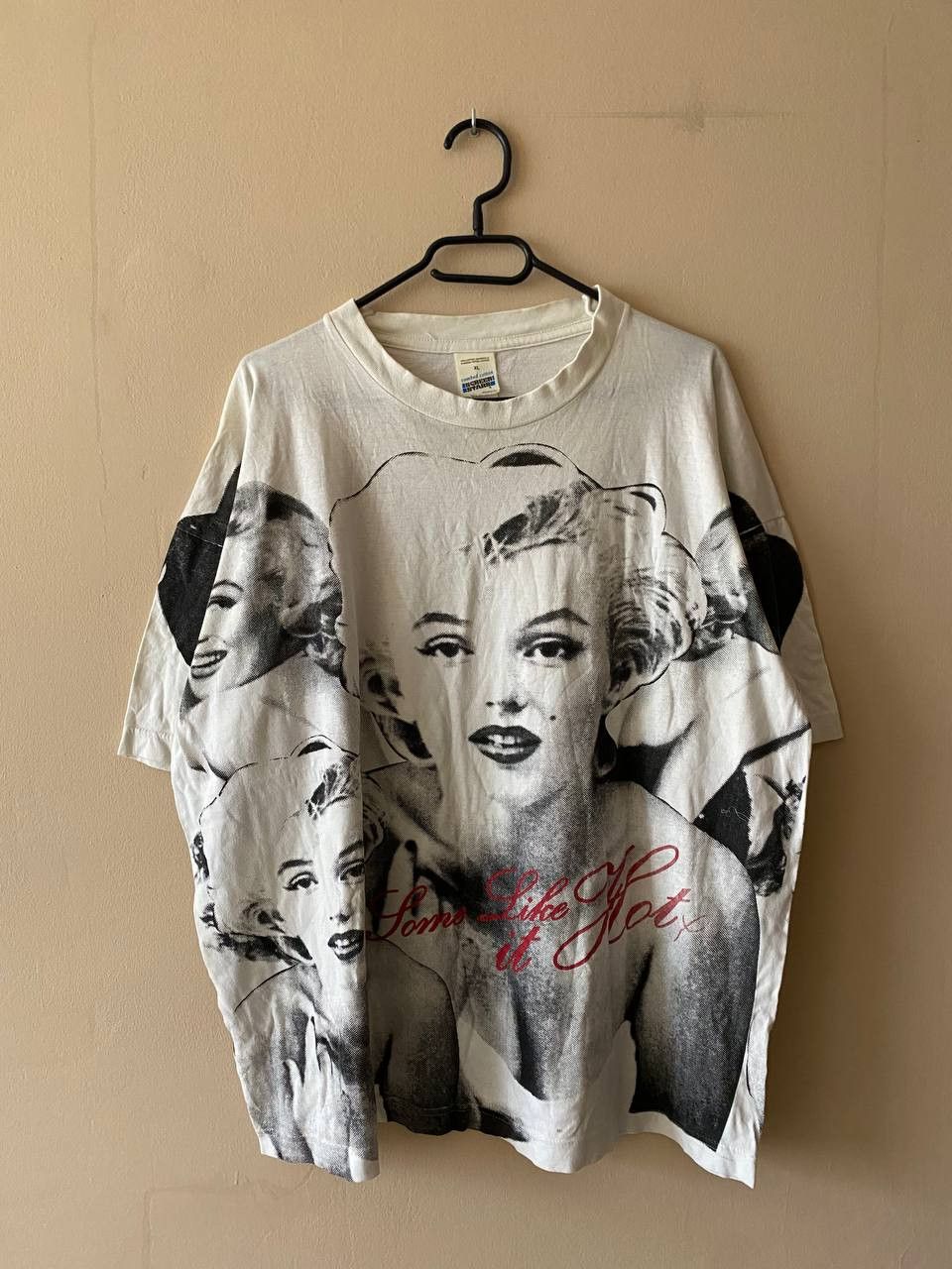 image of Band Tees x Monroe Vintage 90's Marilyn Monroe 'some Like It Hot' All Over Print in White (Size XL)