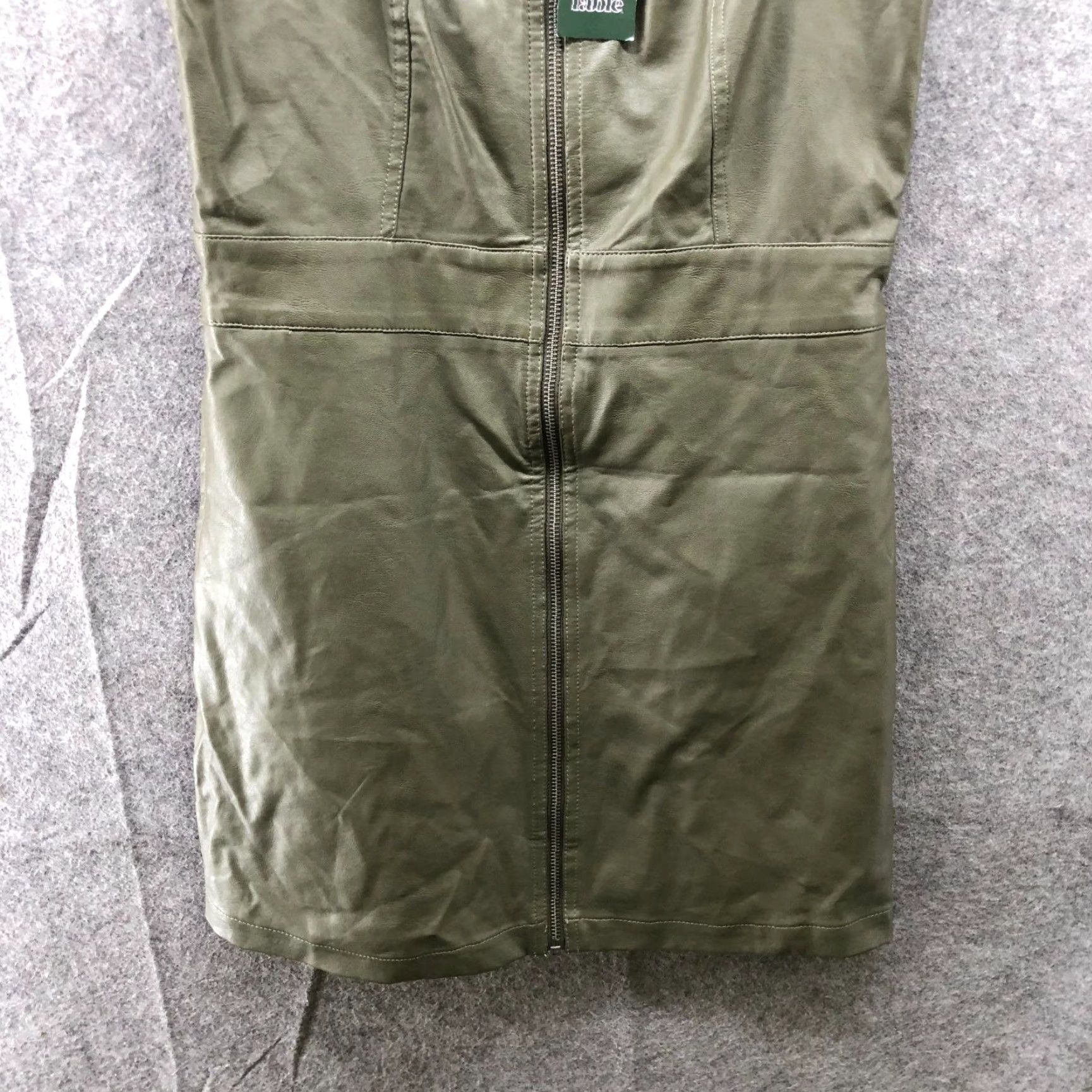Vintage NWT Wild Fable Faux Leather Zip Front Mini Dress Womens S Olive Green Cami Size S / US 4 / IT 40 - 4 Thumbnail