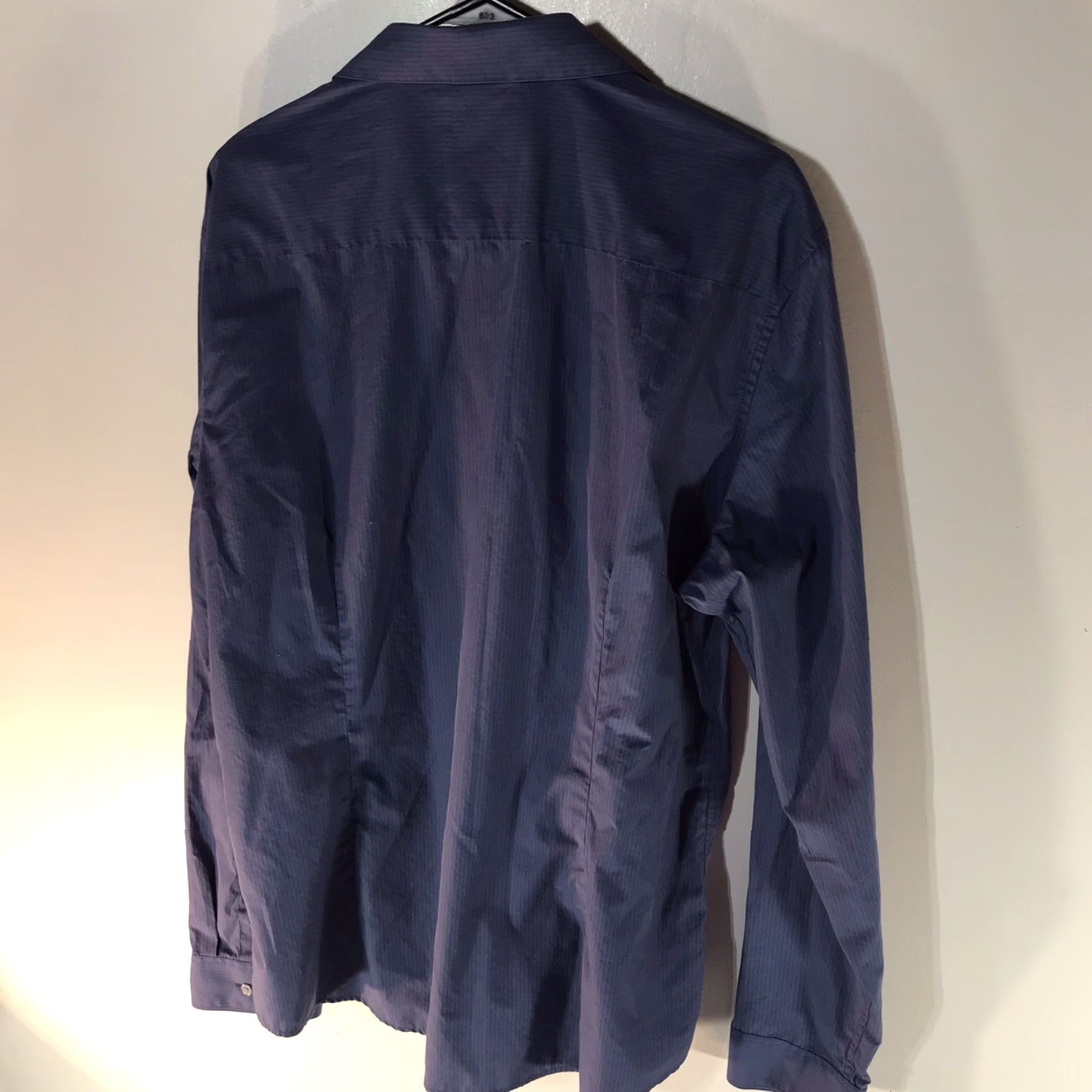 Calvin Klein Calvin Klein Blue Pinstripe Dress Shirt Mens XL Slim Fit Button-Down Long Sleeve Size 46R - 2 Thumbnail