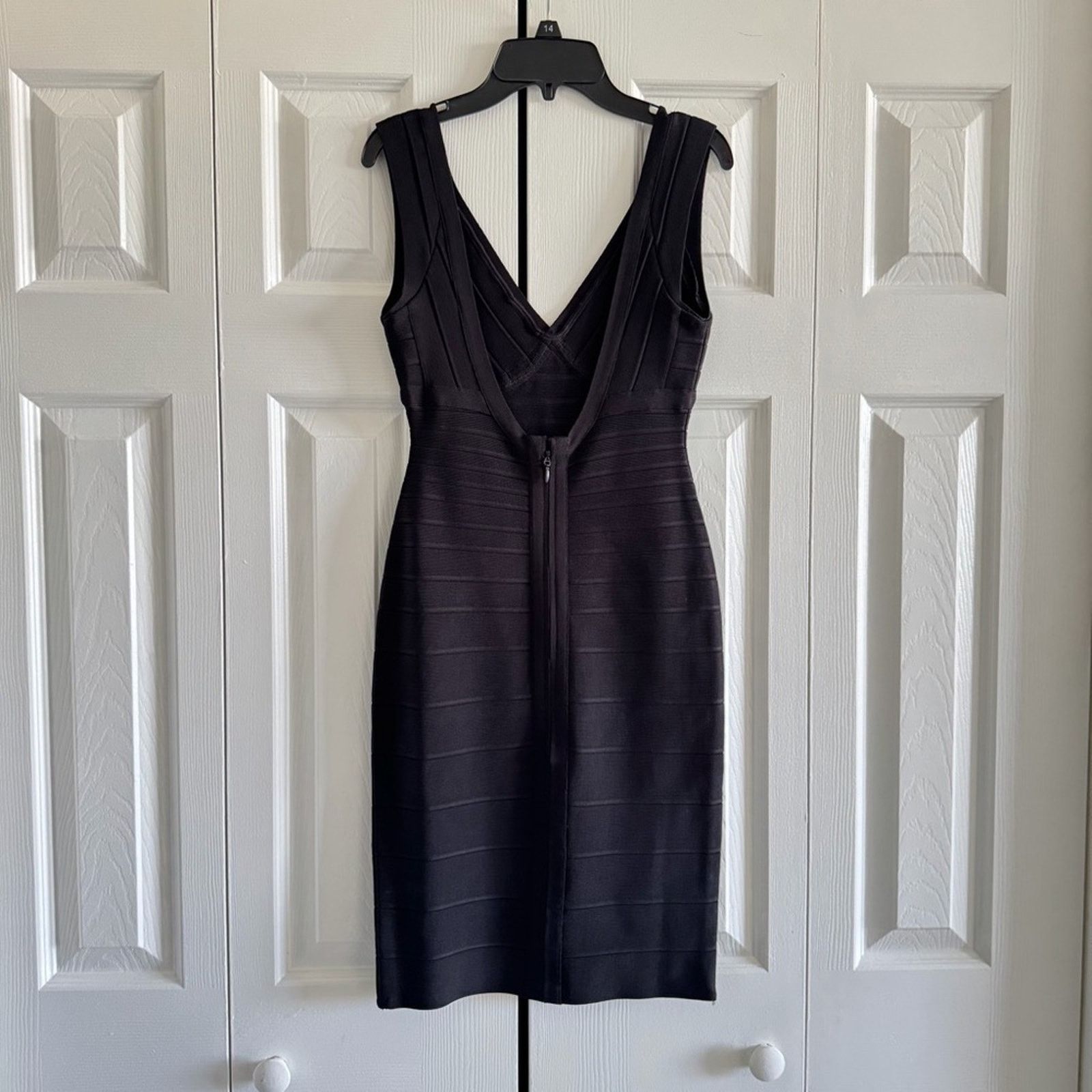 Herve Leger Herve Leger Black Bandage V-Neck Mini Dress, Size S Size S / US 4 / IT 40 - 3 Thumbnail