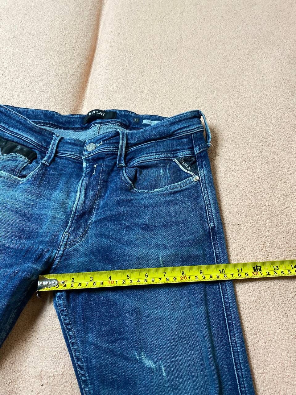 Replay × Vintage Replay Anbass Slim Fit Mid Wash Jeans Blue Size US 33 - 18 Thumbnail