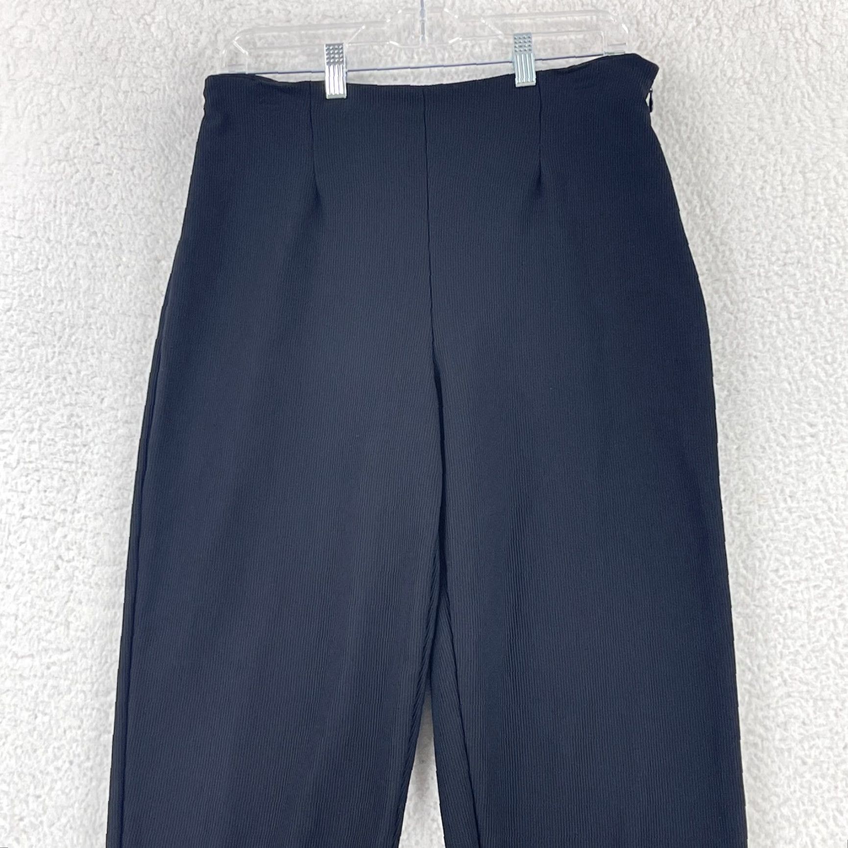 Ann Taylor VINTAGE Ann Taylor Pants Womens Size 14 Black Ribbed Roll Cuff Tapered Stretch Outfit Pants Size 36" / US 14 / IT 50 - 2 Thumbnail