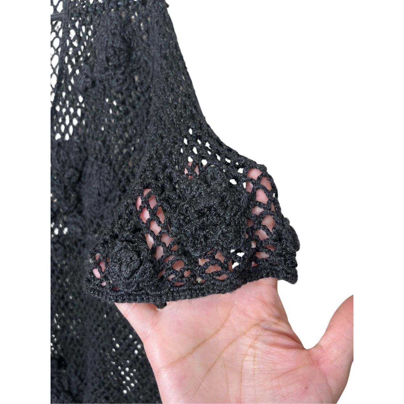 Other T & Company Black Crochet Cropped Tie Front Cardigan Size La Size L / US 10 / IT 46 - 3 Thumbnail