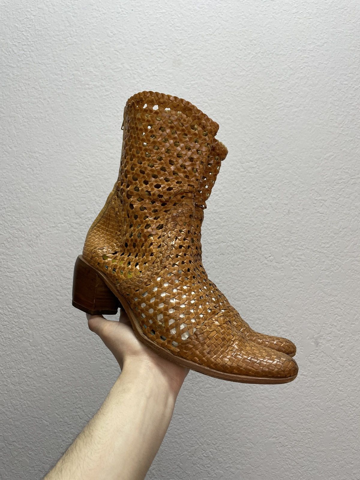 If Six Was Nine × Japanese Brand × Vintage Vintage Italian Bottega Veneta Style Leather Biker Boots Size US 8 / IT 38 - 1 Thumbnail