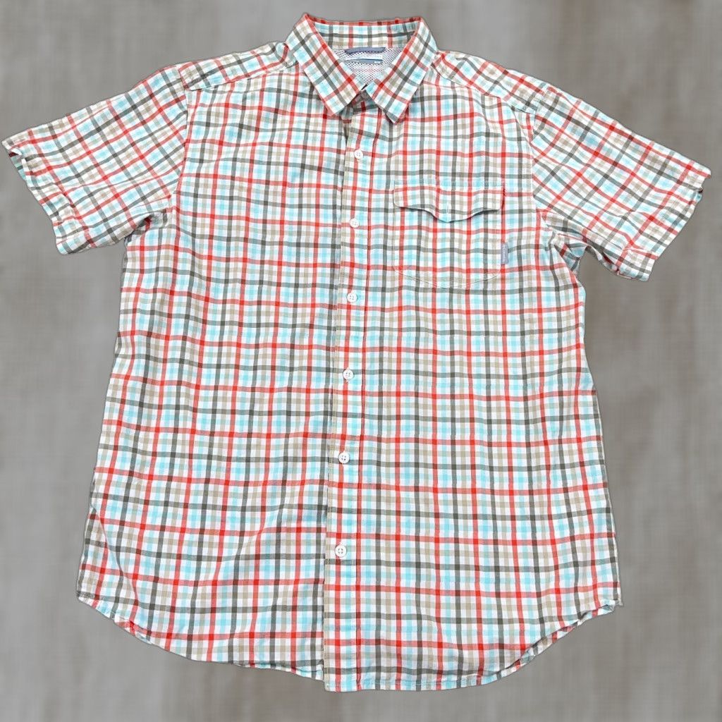 Vintage Columbia Shirt Men Medium Blue Plaid Button-Up Tattersall Fishing Camp Casual Travel Easy Care Pockets UV Protection Size US M / EU 48-50 / 2 - 1 Thumbnail