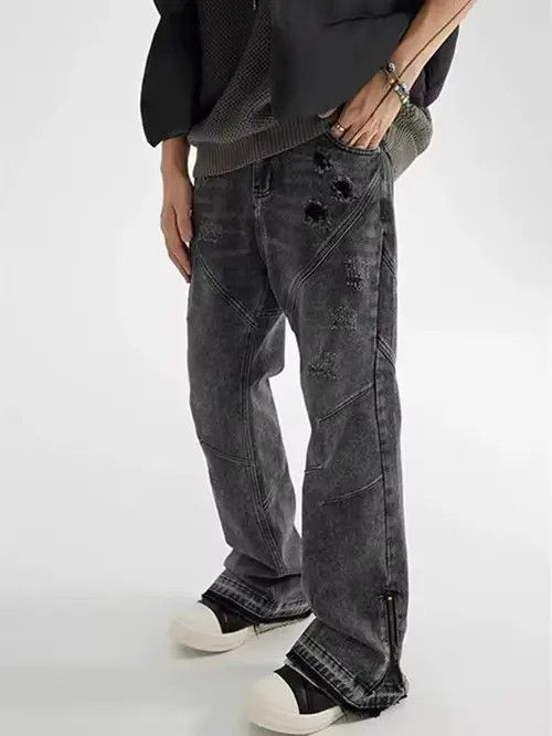 Japanese Brand Miyazawa x Rika high street washed loose ripped jeans Size US 34 / EU 50 - 1 Thumbnail