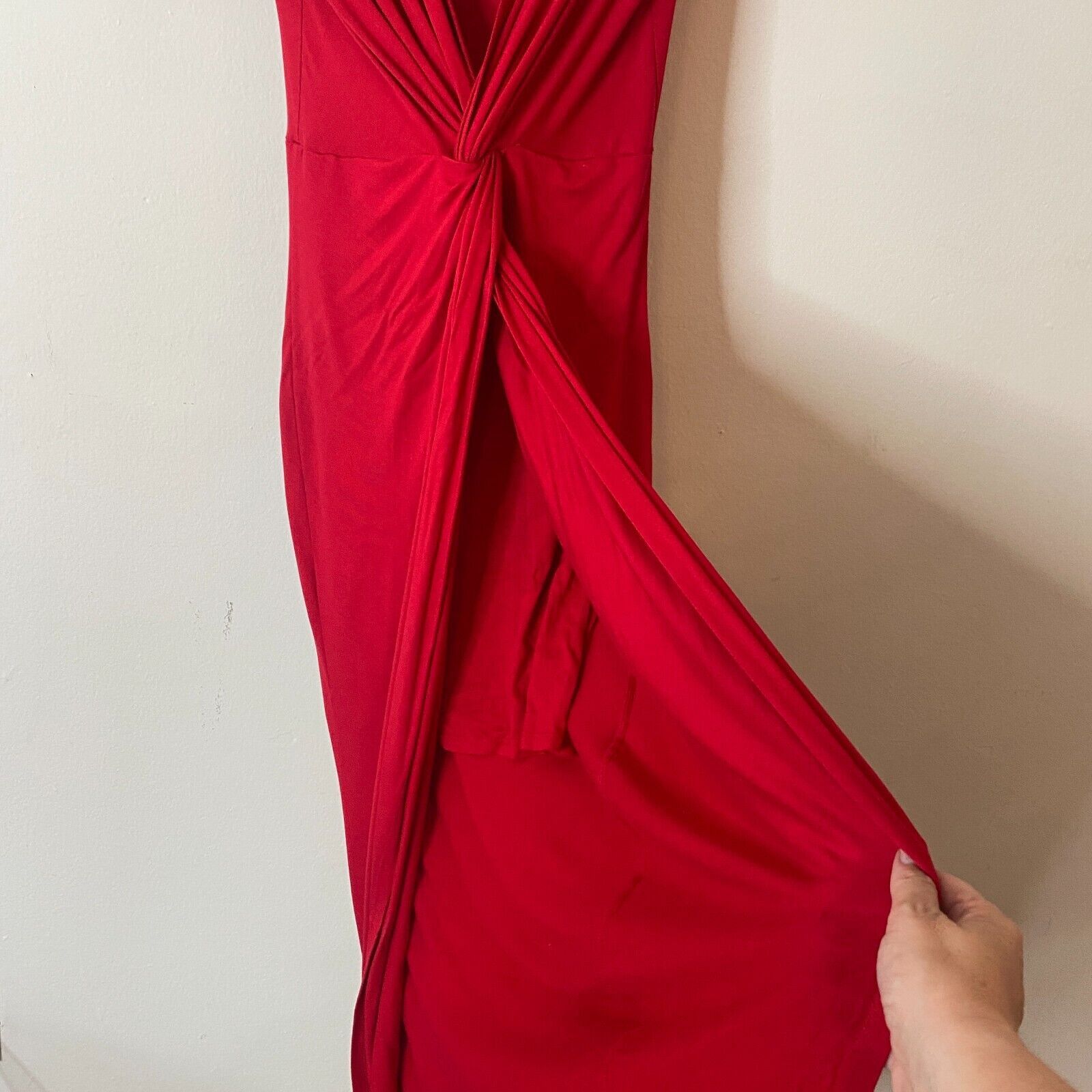 Other Sabora Red Deep-V Twist Front Cap Sleeve Bodycon Maxi Dress Size M / US 6-8 / IT 42-44 - 7 Thumbnail