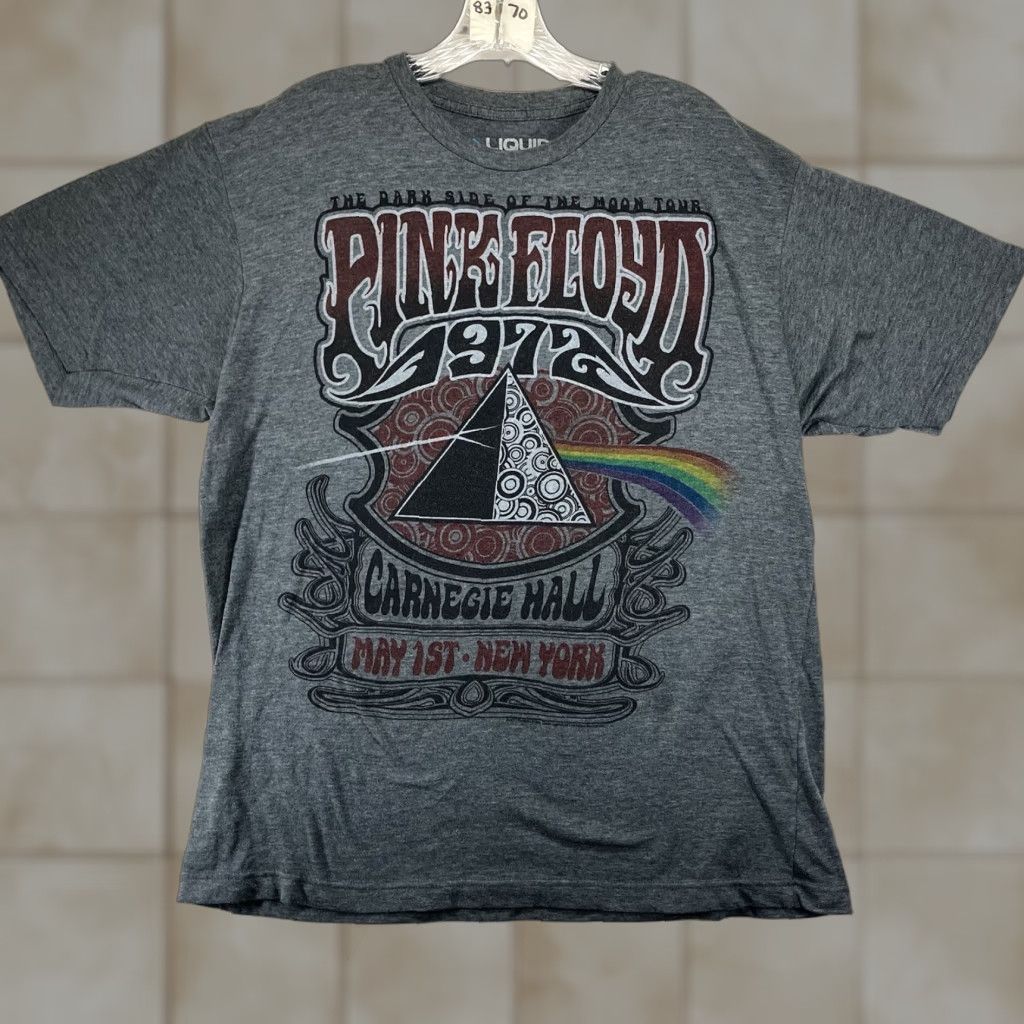 Liquid Blue Liquid Blue Pink Floyd T Shirt XL Gray Dark Side Of The Moon Graphic Crew Neck Short Sleeve Pullover Breathable Lightweight Women Casual Shirt Size XL / US 12-14 / IT 48-50 - 1 Thumbnail