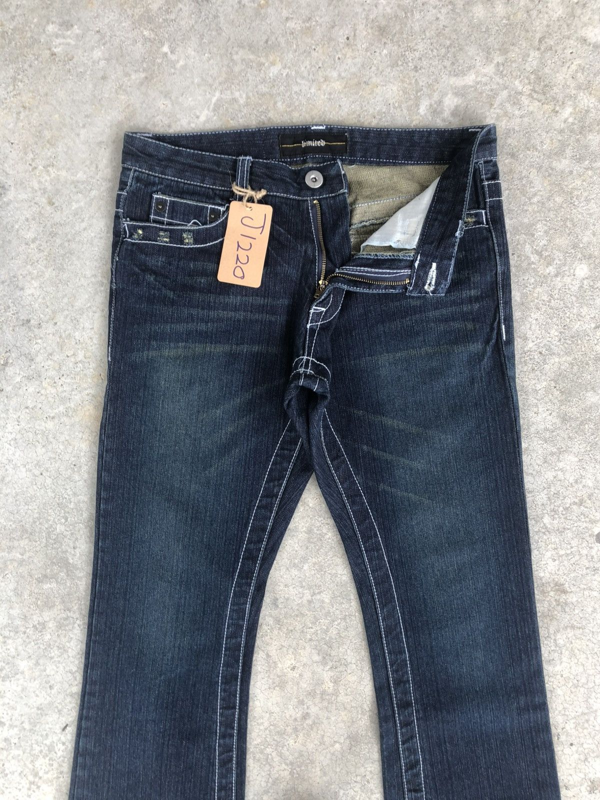 If Six Was Nine Japanese Limited Flared Jeans White Stitch Distressed Denim Size US 32 / EU 48 - 3 Thumbnail
