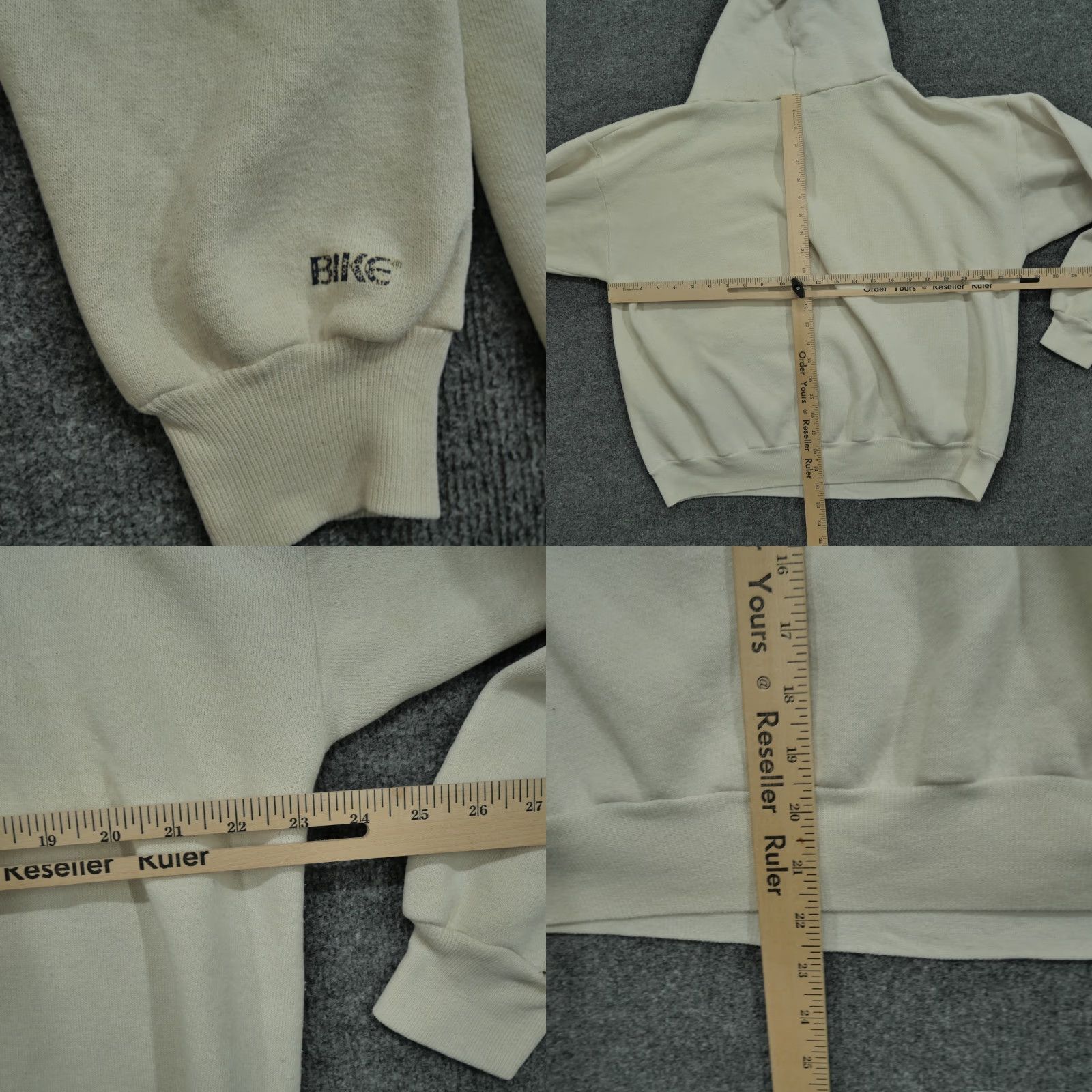 Vintage VINTAGE Bike Hoodie Mens Large L Ivory White Distressed Pullover Blank 80s 90s Logo Pocket Sweatshirt Size US L / EU 52-54 / 3 - 9 Thumbnail