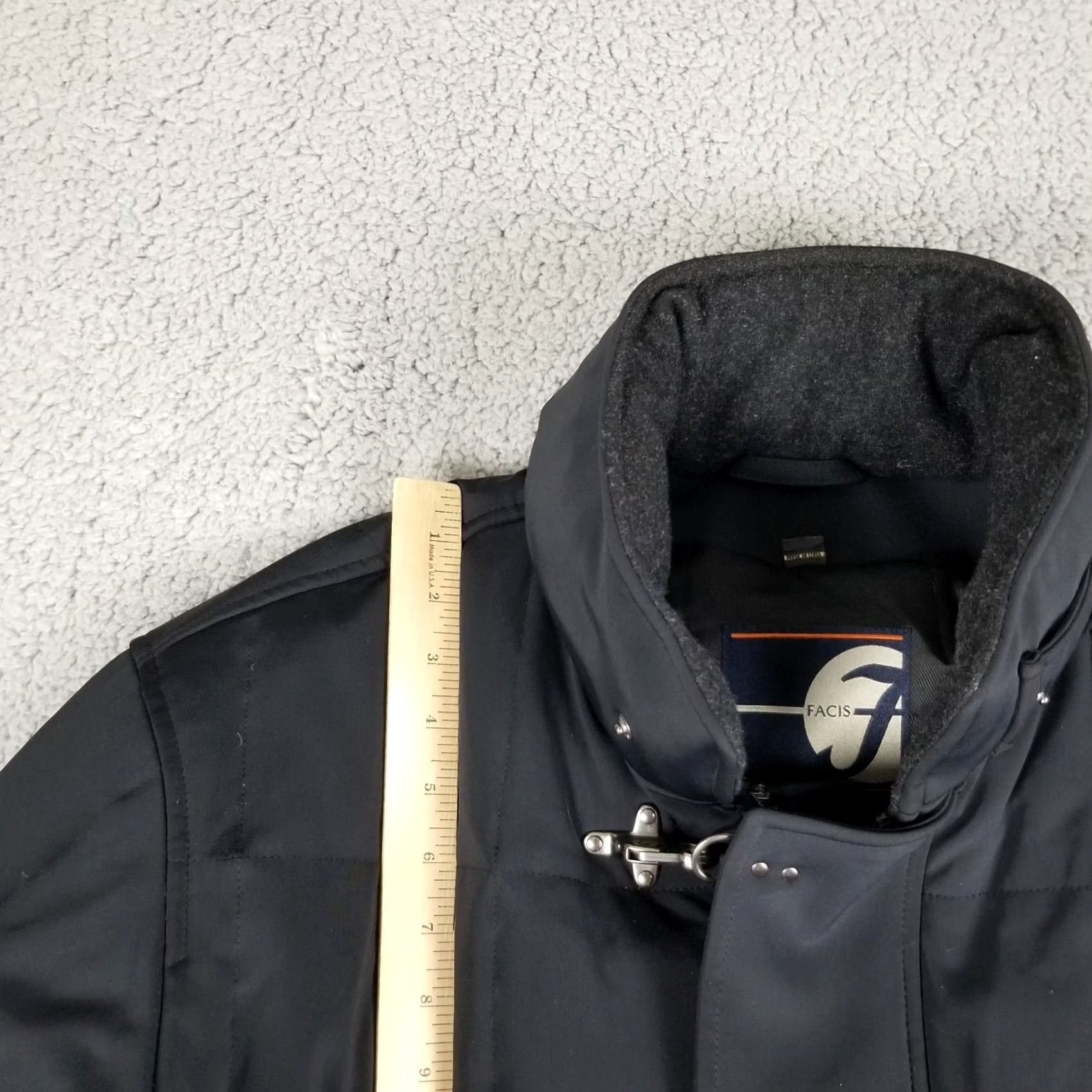 Vintage Facis Down Puffer Jacket Men 52 Wool Lining Trim Lobster Clasp Winter Coat XXL Black Nylon/Wool Lining Facis Designer Overcoat Men 2XL Vintage Size US XXL / EU 58 / 5 - 2 Thumbnail