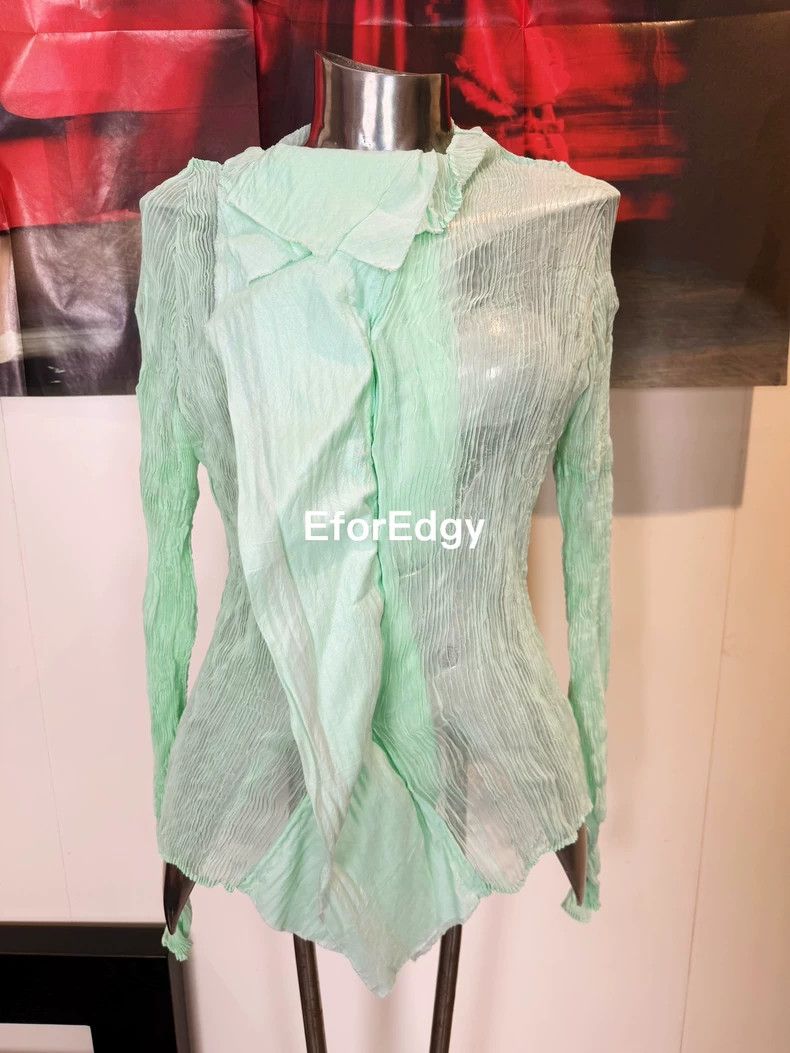 Issey Miyake issey miyake size:2 Light green pleated coat Size XXS / US 00 / IT 34 - 6 Thumbnail