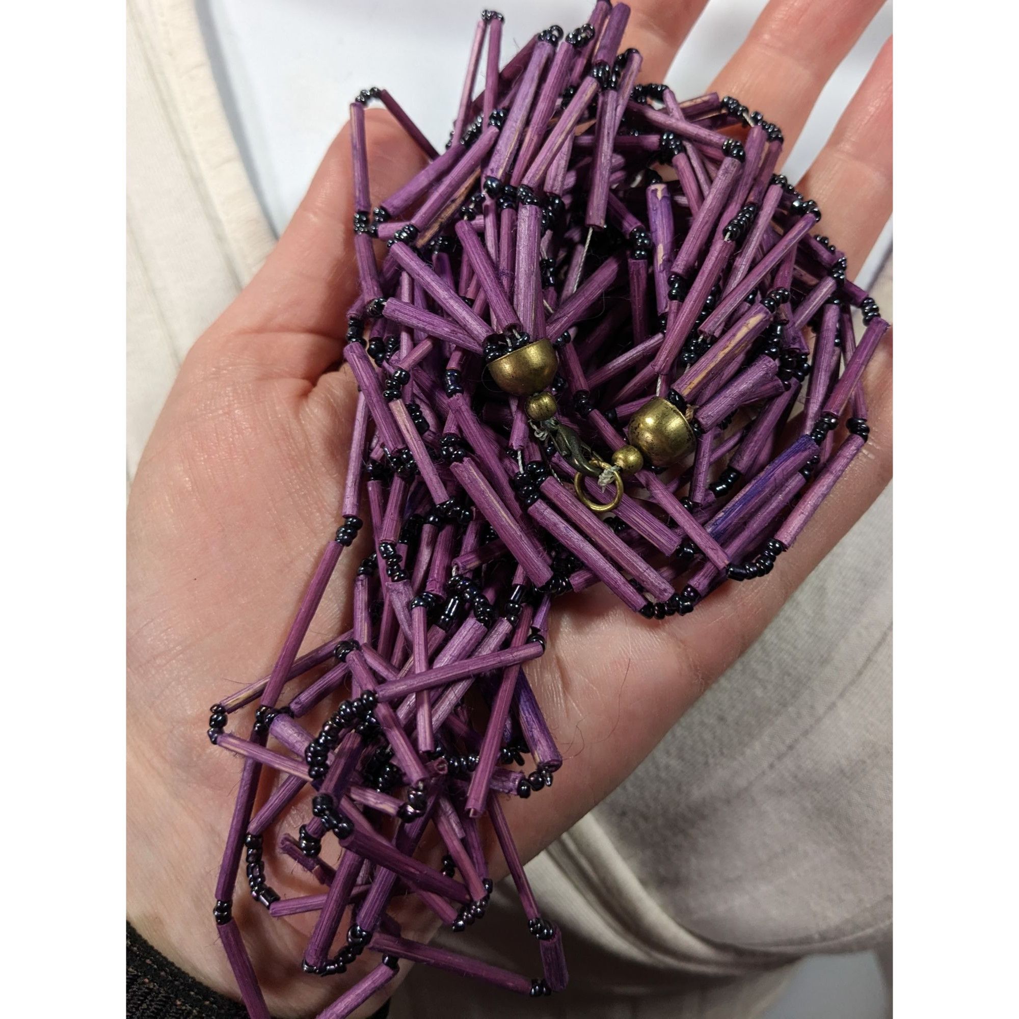 Other Vintage Bohemian Purple Wood And Glass Beaded Multistrand Ne Size ONE SIZE - 11 Thumbnail