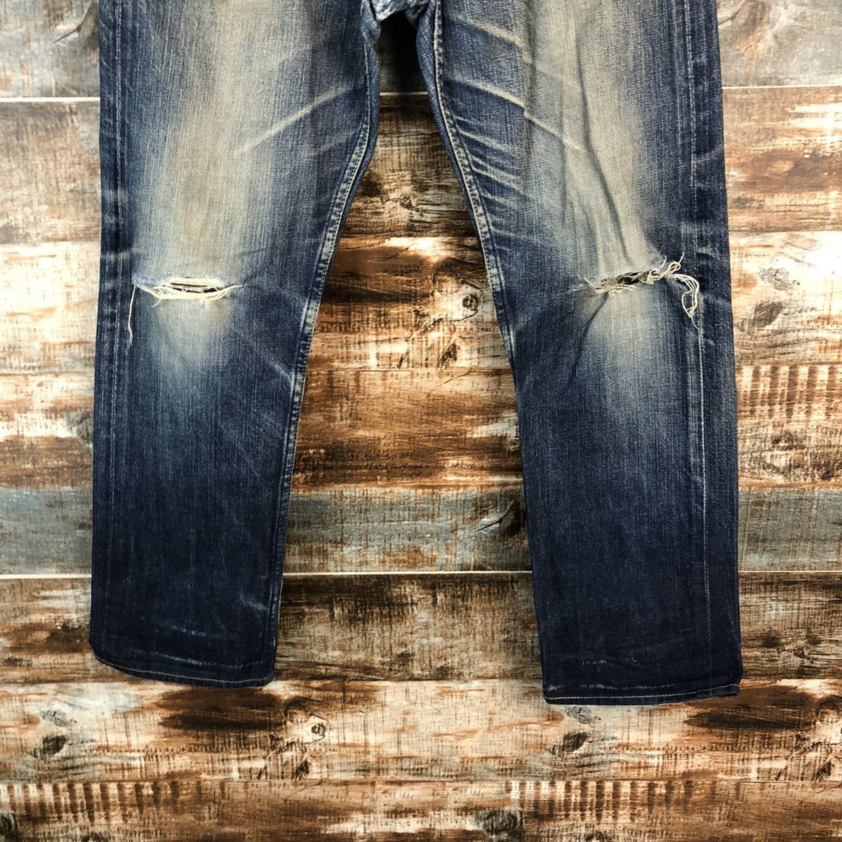 Japanese Brand D RNASlang Japan Distressed ripped buckle back Denim #A2154 Size US 30 / EU 46 - 6 Thumbnail