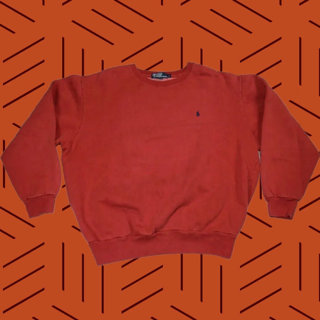 Polo Ralph Lauren VINTAGE Polo Ralph Lauren Sweatshirt Crewneck Red Large Embroidered Cotton/Polyester Men's (Adult) Sweatshirt Size US L / EU 52-54 / 3 - 1 Thumbnail