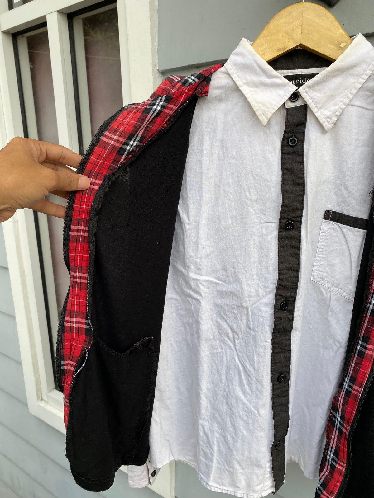 If Six Was Nine Sorridere Layered Hoodie Shirt Built-in Button-Up & Plaid Size US L / EU 52-54 / 3 - 9 Thumbnail