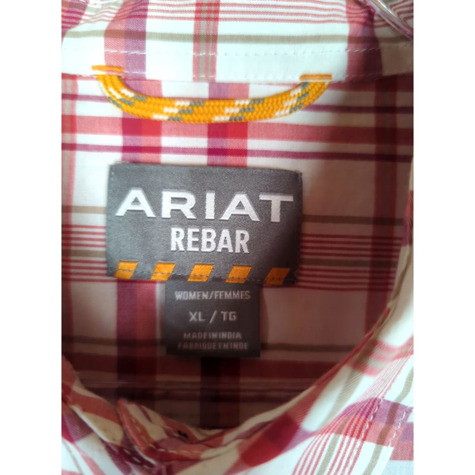 Ariat Ariat Shirt Womens XL Pink Plaid Rebar Button Shirt Ladies Workwear Casual Size XL / US 12-14 / IT 48-50 - 3 Thumbnail