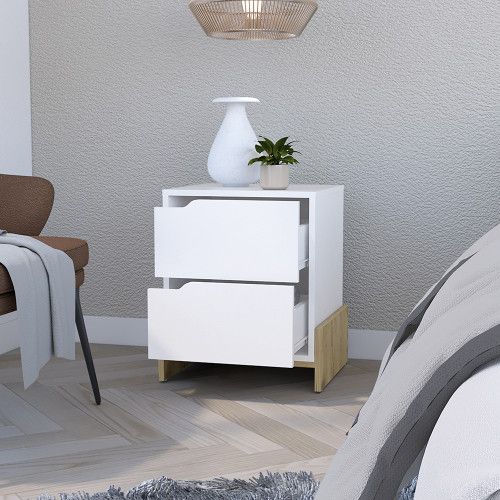 Designer × Homemade Nightstand Brookland, Bedside Table with Double Drawers and Size US L / EU 52-54 / 3 - 1 Thumbnail