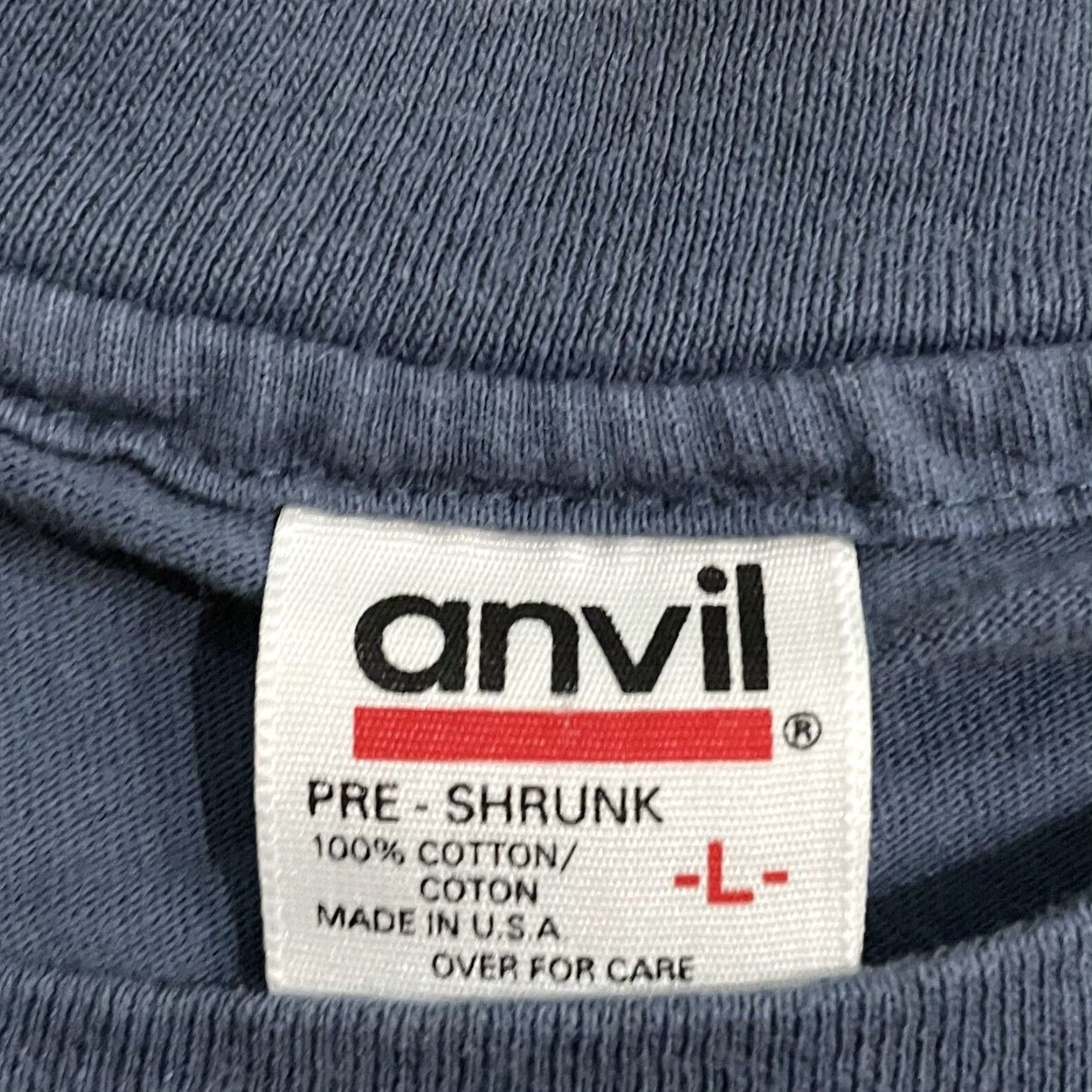 Anvil VINTAGE Anvil Cotton Graphic T-Shirt Mens Large Blue USA Retro Style Size US L / EU 52-54 / 3 - 4 Thumbnail