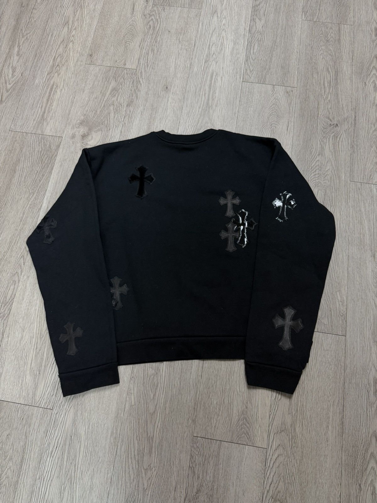 Chrome Hearts Chrome Hearts Black Ponyhair Multi Cross Patch Crewneck Size US L / EU 52-54 / 3 - 2 Thumbnail