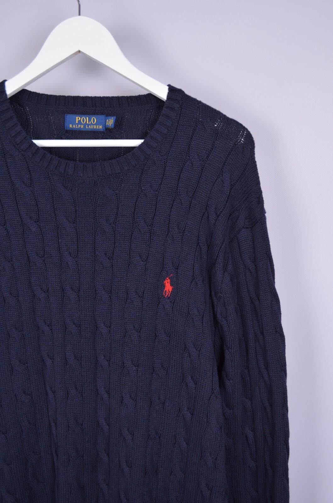 Polo Ralph Lauren Mens Polo Ralph Lauren Cable Knit Navy Cotton Sweater Sz XXL Size US XXL / EU 58 / 5 - 3 Thumbnail