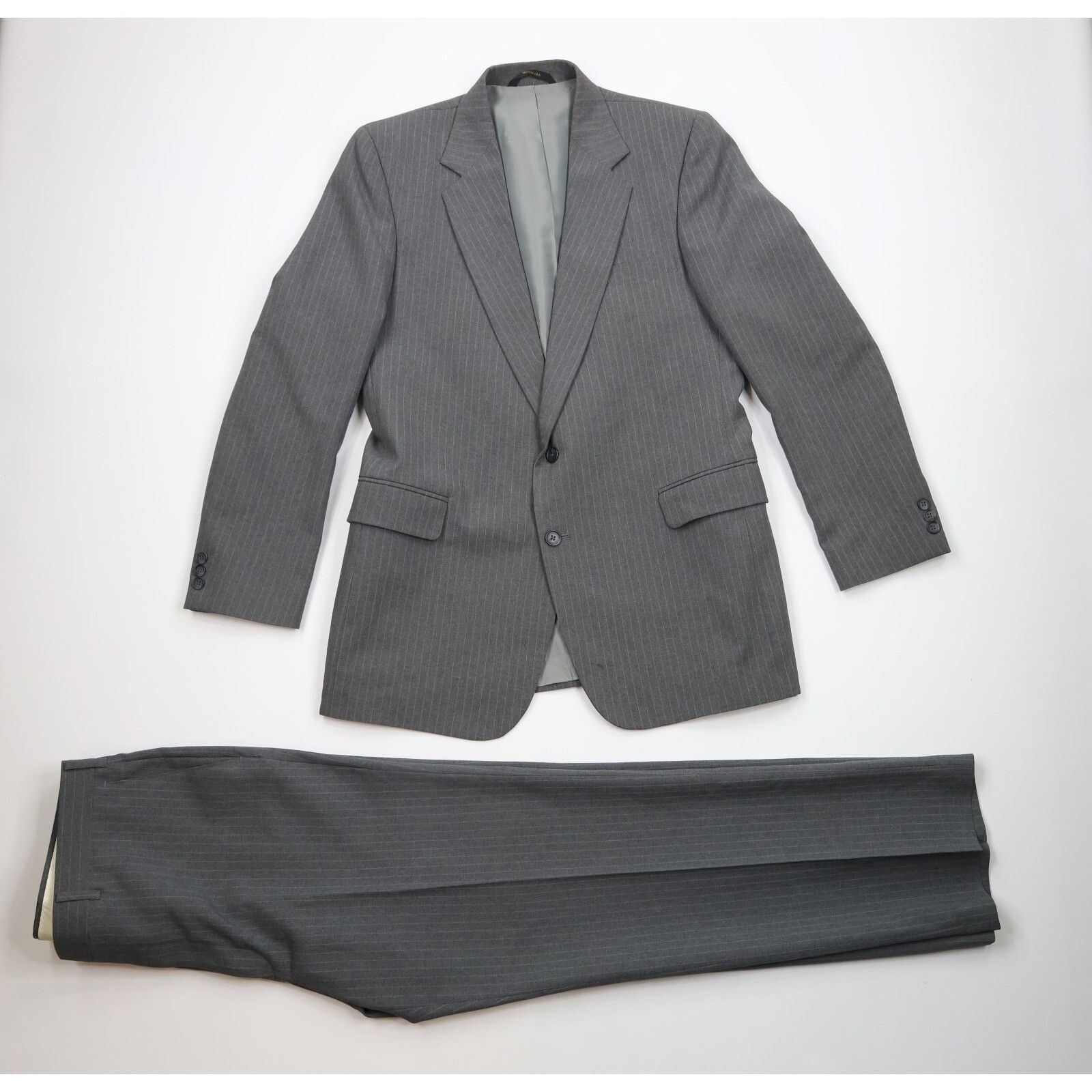 Vintage Vintage 70s Streetwear 2 Piece Pinstriped Suit Wedding Size 42L - 1 Thumbnail