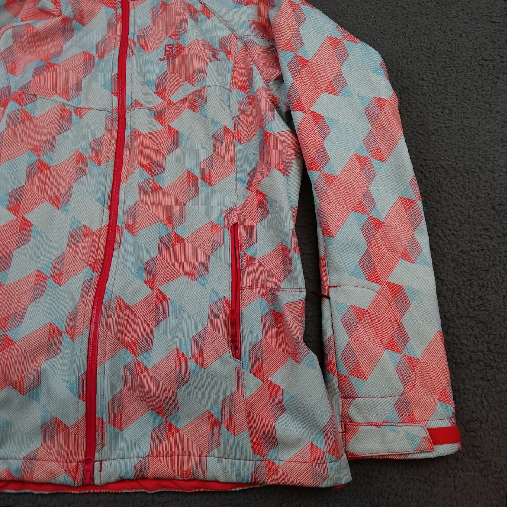 Salomon Salomon Ski Jacket Womens Medium Blue Clima Pro Softshell Hooded Geometric Size M / US 6-8 / IT 42-44 - 2 Thumbnail