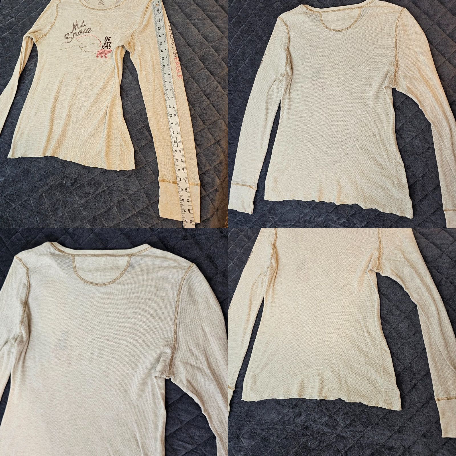 American Eagle Outfitters American Eagle Shirt Mens XL Classic Fit Long Sleeve Thermal Knit Beige Cotton Casual Size US XL / EU 56 / 4 - 8 Thumbnail
