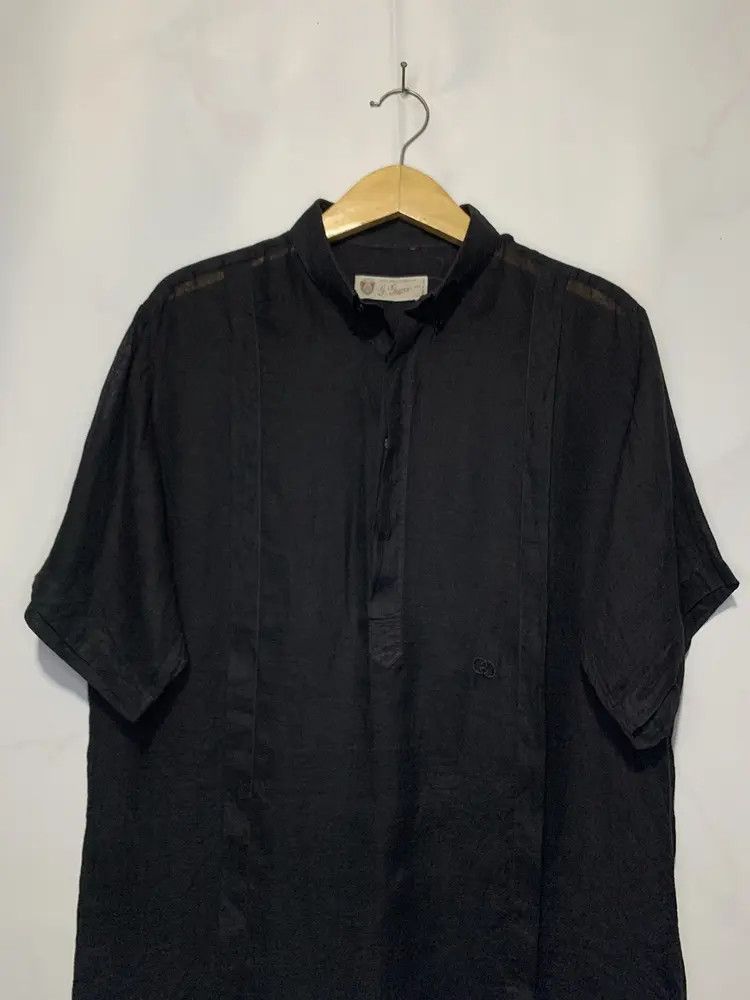 Gucci *RARE* 80s Gucci Linen sheer GG black shirt Size US L / EU 52-54 / 3 - 9 Thumbnail
