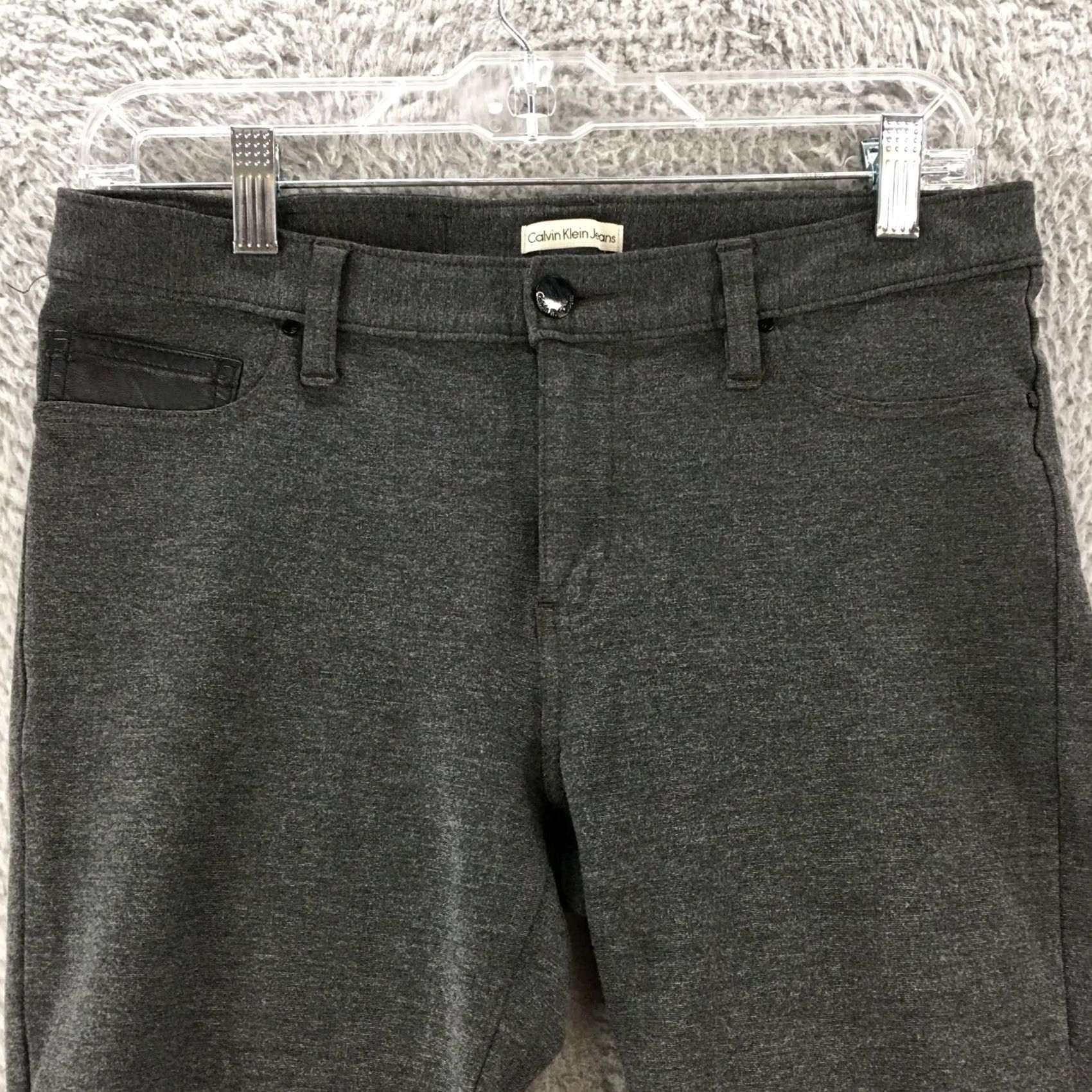 Calvin Klein Calvin Klein Skinny Pants Womens 6 Gray Mid Rise Button Flat Front Casual Zip Pants Size 28" / US 6 / IT 42 - 2 Thumbnail