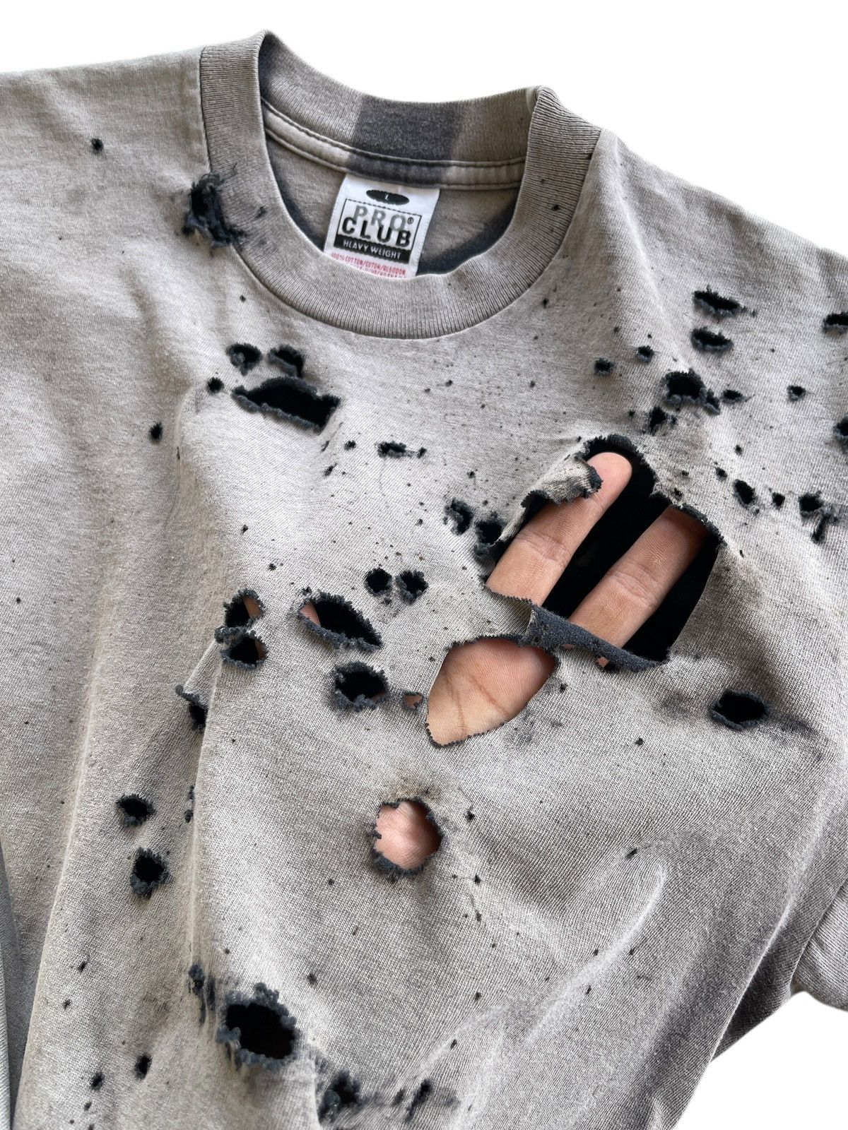Vintage Destroyed!!! Crazy Distressed Grunge Sunfaded Pro Club Shirt Size US L / EU 52-54 / 3 - 1 Thumbnail